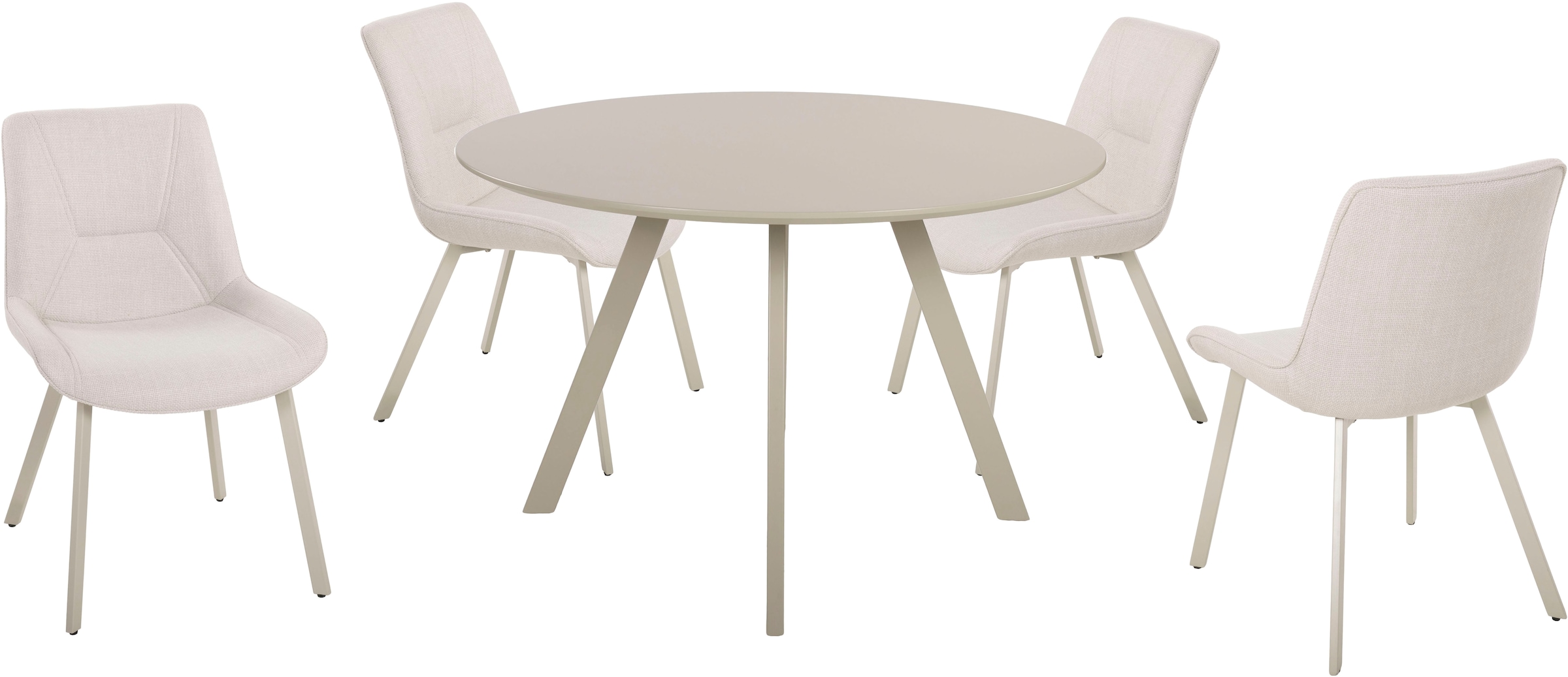 Duo Collection Essgruppe »Pina und Mila«, (Set, 5 tlg.), Ø 120 cm, massives Metallgestell, Trendfarbe Kaschmir
