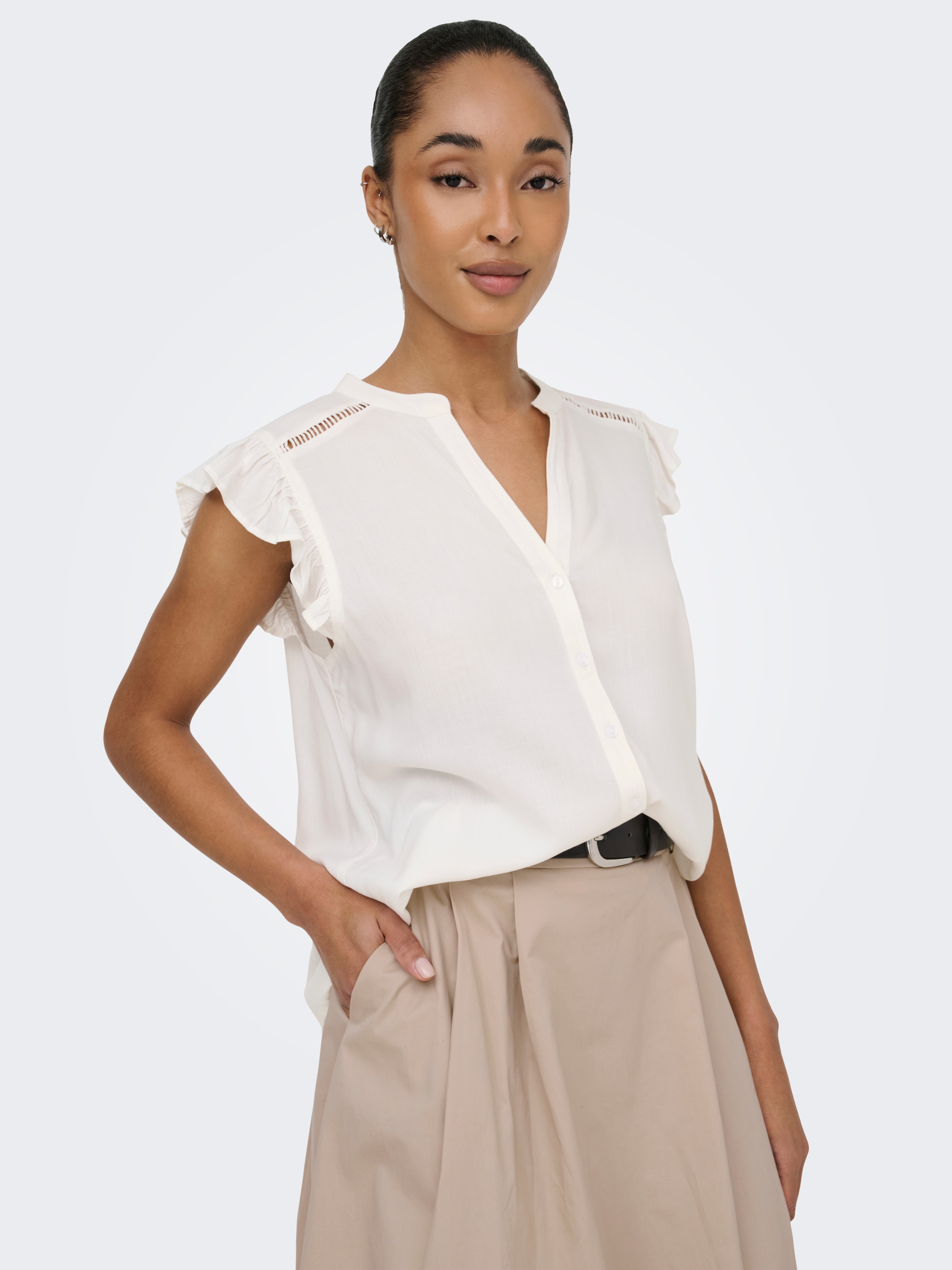 ONLY Kurzarmbluse »ONLROSELLA LIFE CAPSLEEVE SHIRT WVN NOOS« Viskose, regular fit