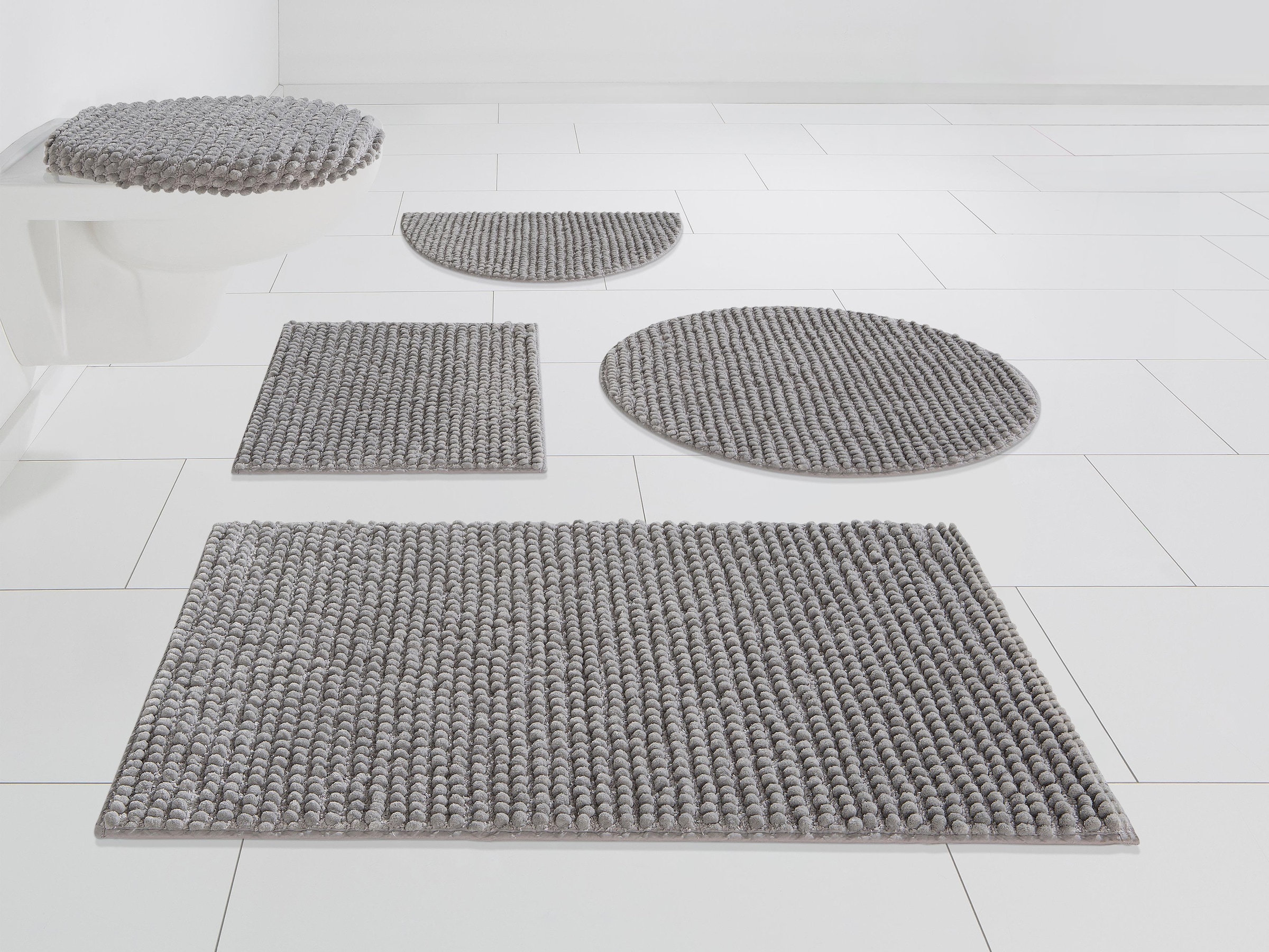 my home Badematte »Renat, Badvorleger, Badezimmer Teppich, Scandi«, fußbodenheizungsgeeignet-schnell trocknend-strapazierfähig, Badteppich, Badgarnitur, Chenille-Optik, auch als 3 tlg. Set