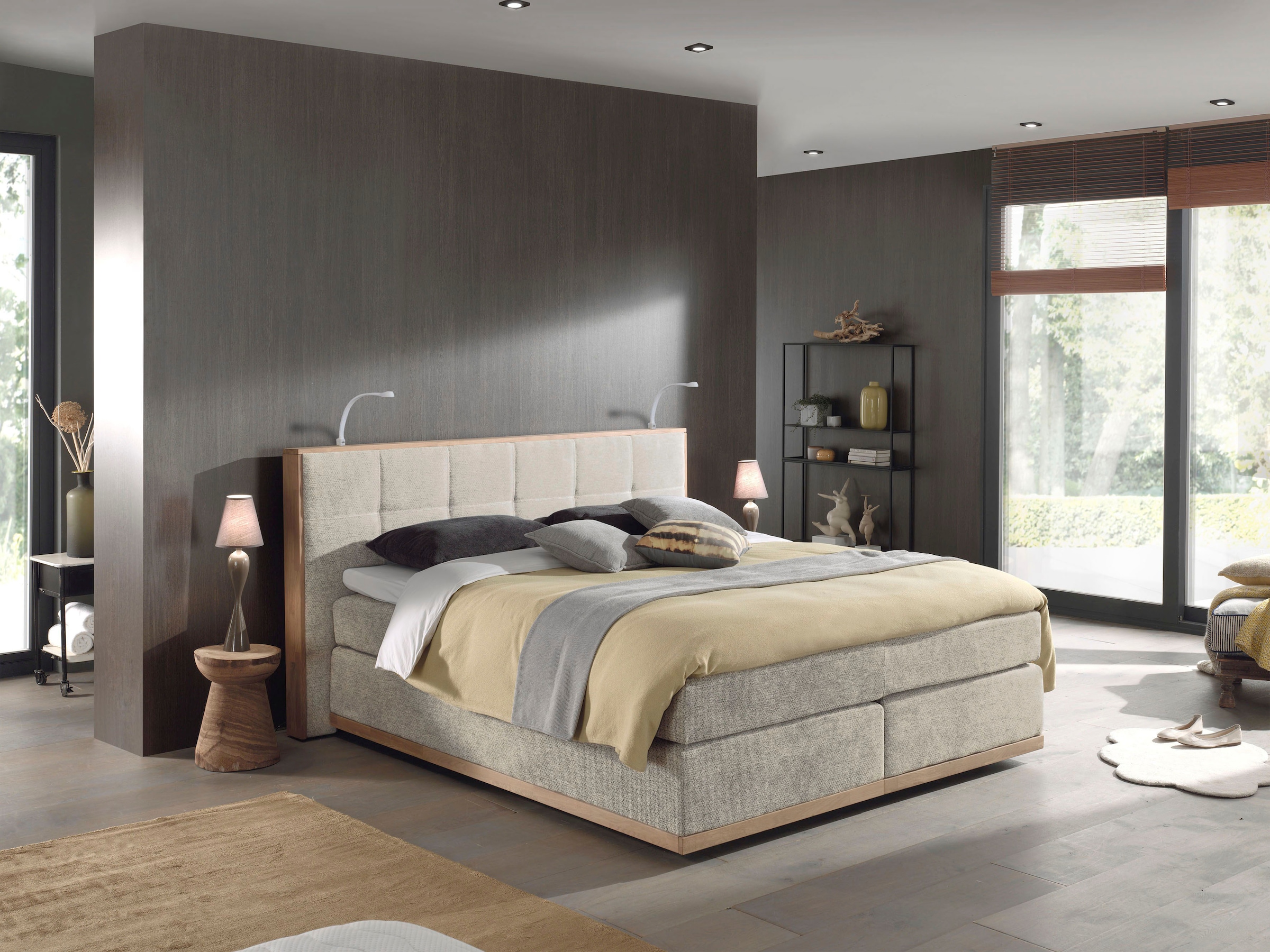 Home affaire Boxspringbett »Vinton« aus Eiche, mit LED-Beleuchtung, verschiedene Härtegrade (auch H4)