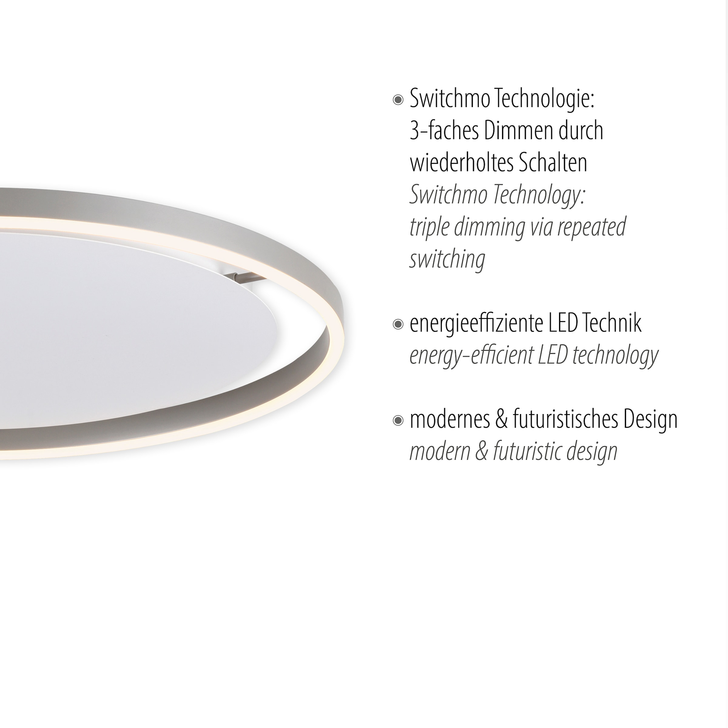 JUST LIGHT Deckenleuchte »RITUS« LED-Board 1 Stk. Warmweiß LED, dimmbar, Switchmo