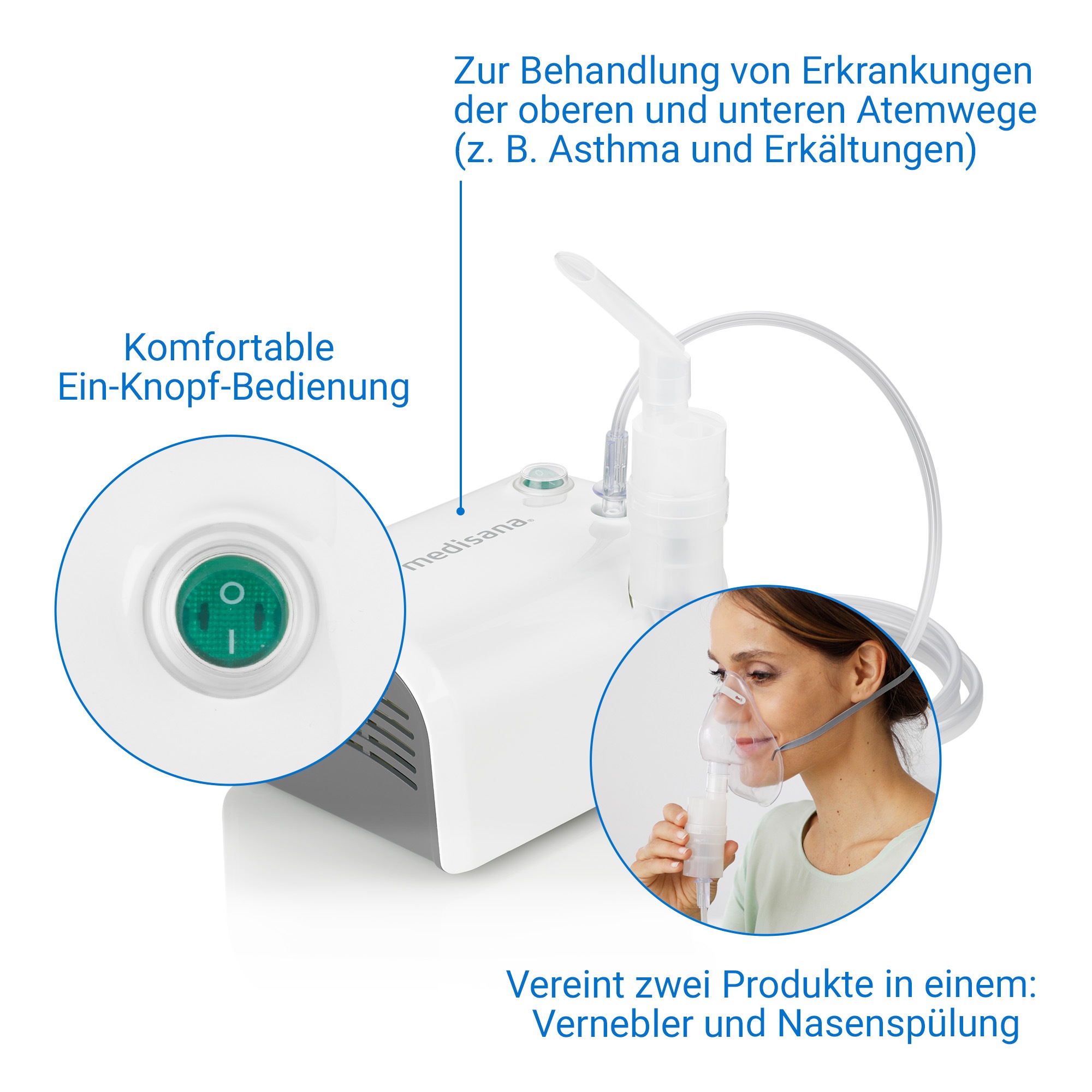 Medisana Inhalationsgerät »IN 520« Kompressor-Drucklufttechnologie, für Behandlung der Atemwege + Zubehör