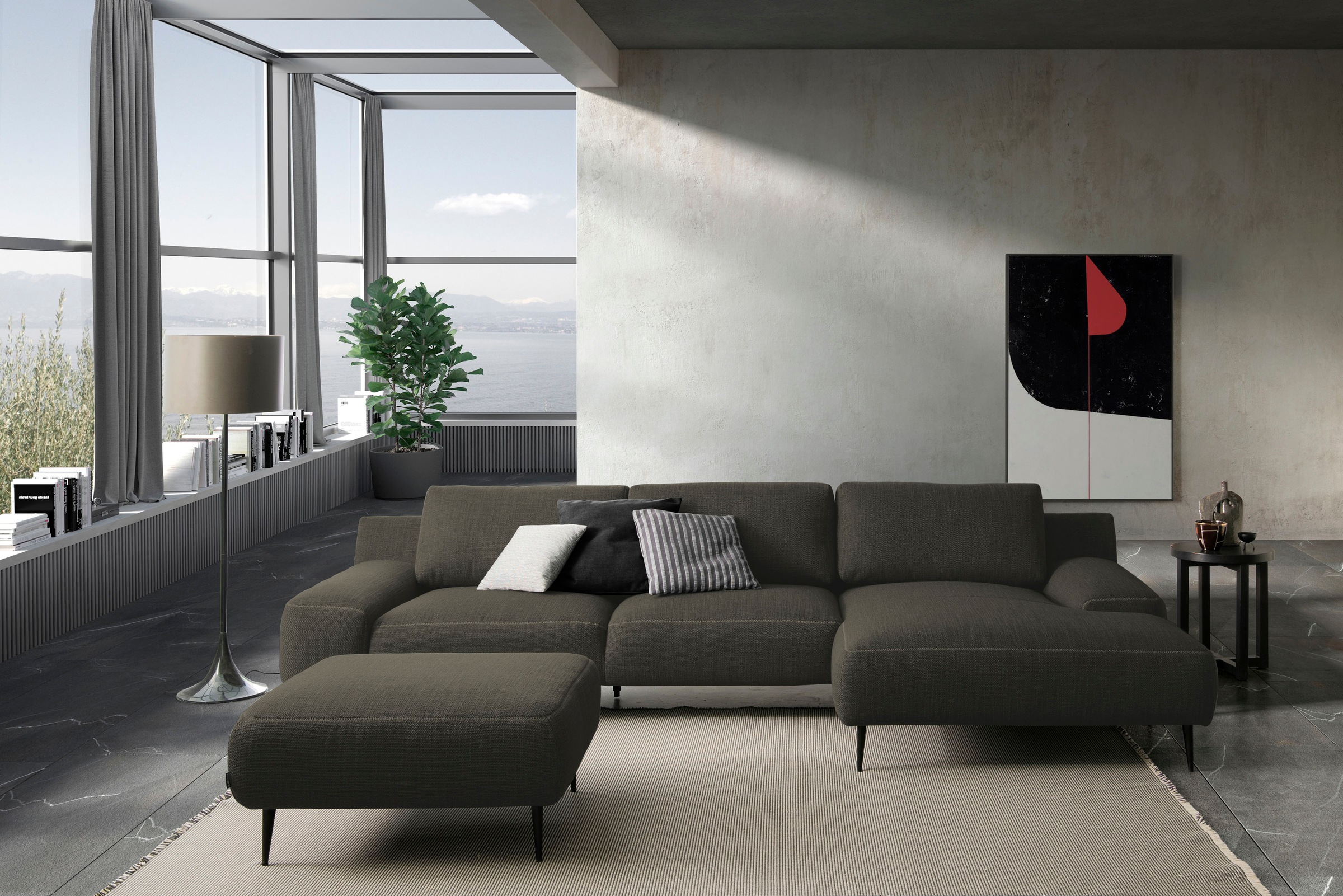 designwerk Hocker »Forma, zeitloser Desighocker mit aktuellem Fuß«, in hochwertiger Verarbeitung & tollem Sitzkomfort