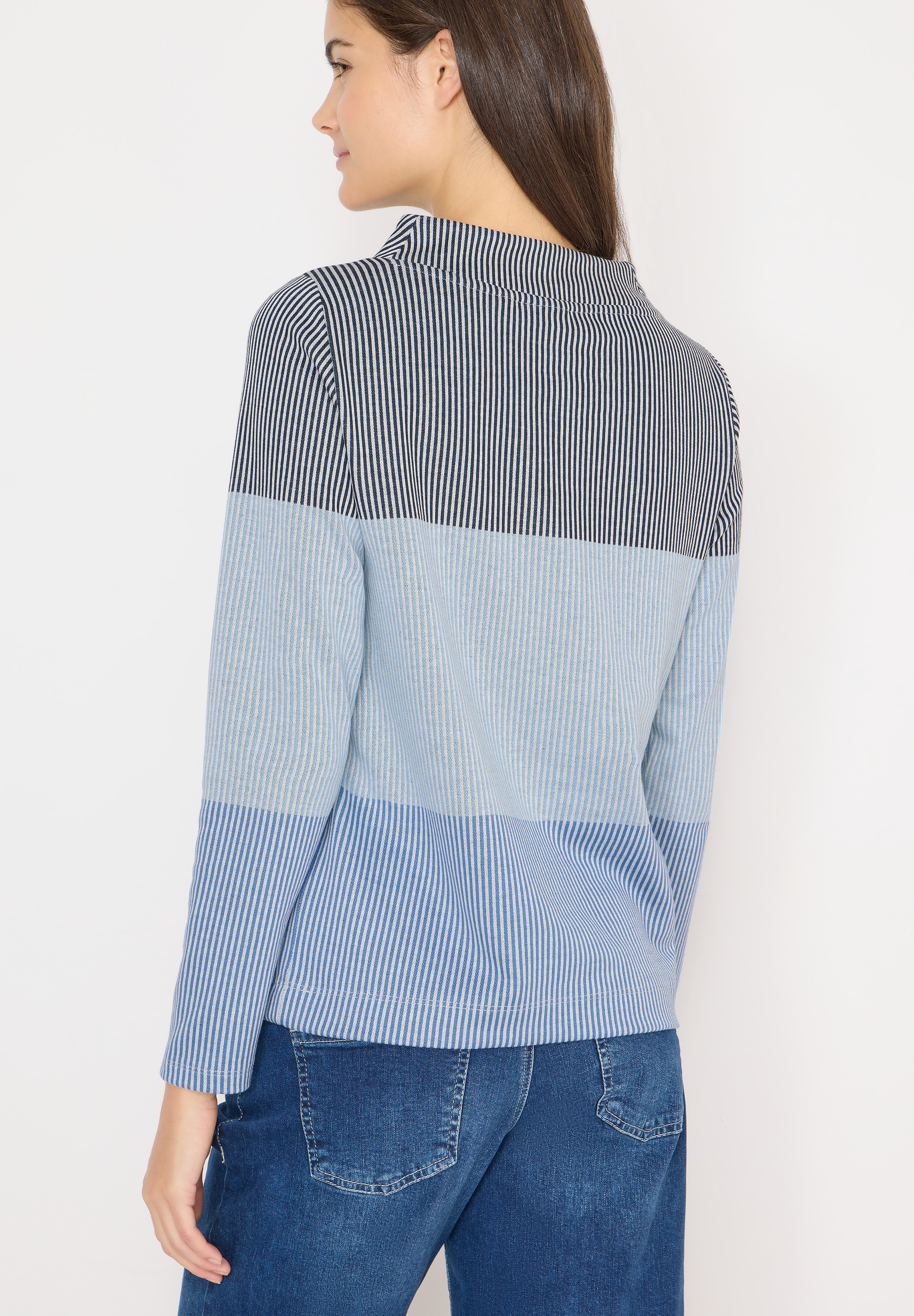 Cecil Jacquardpullover im Colorblocking-Look