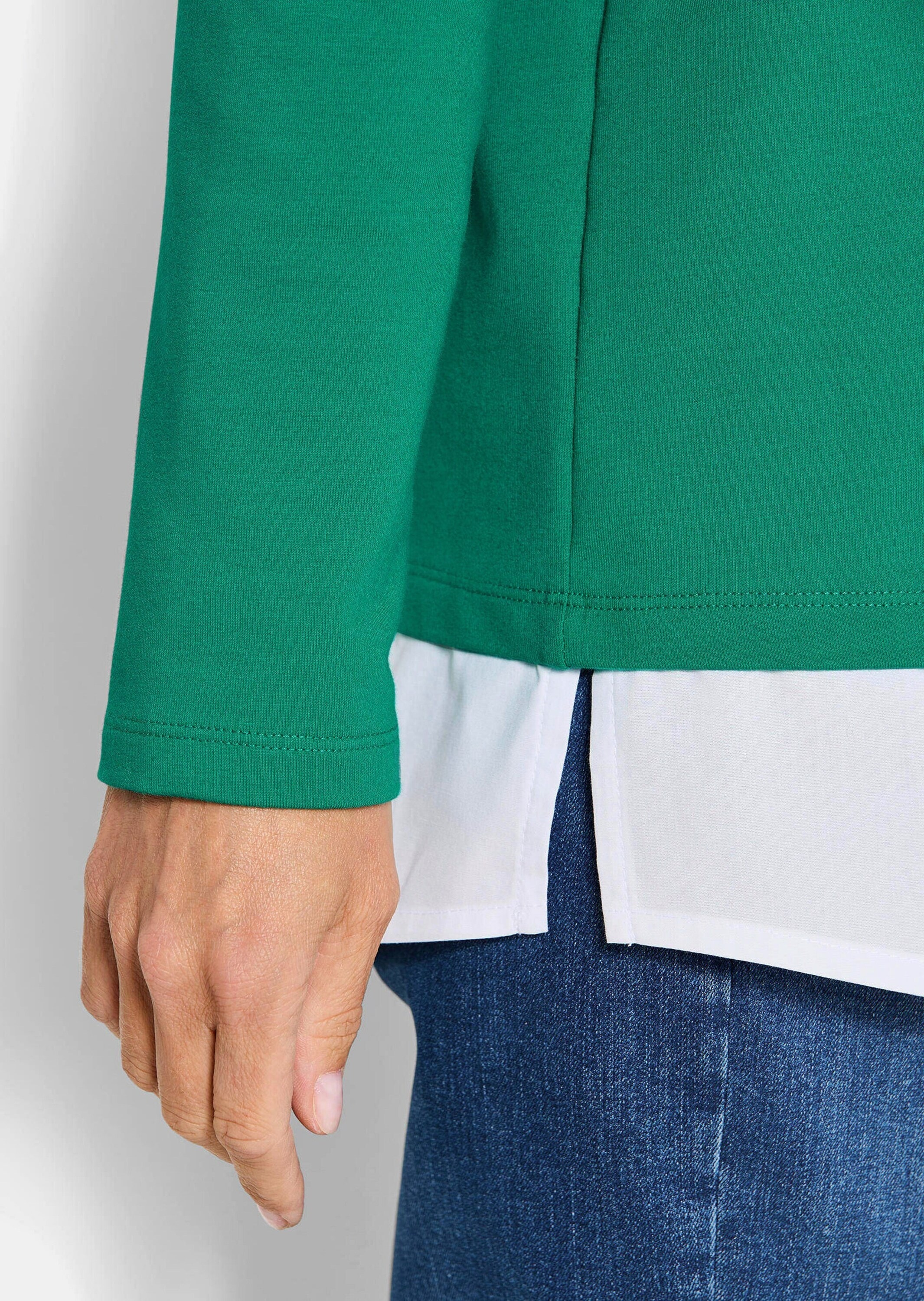 GOLDNER Langarmshirt »Elegantes 2-in-1 Business-Oberteil« Hemdkragen