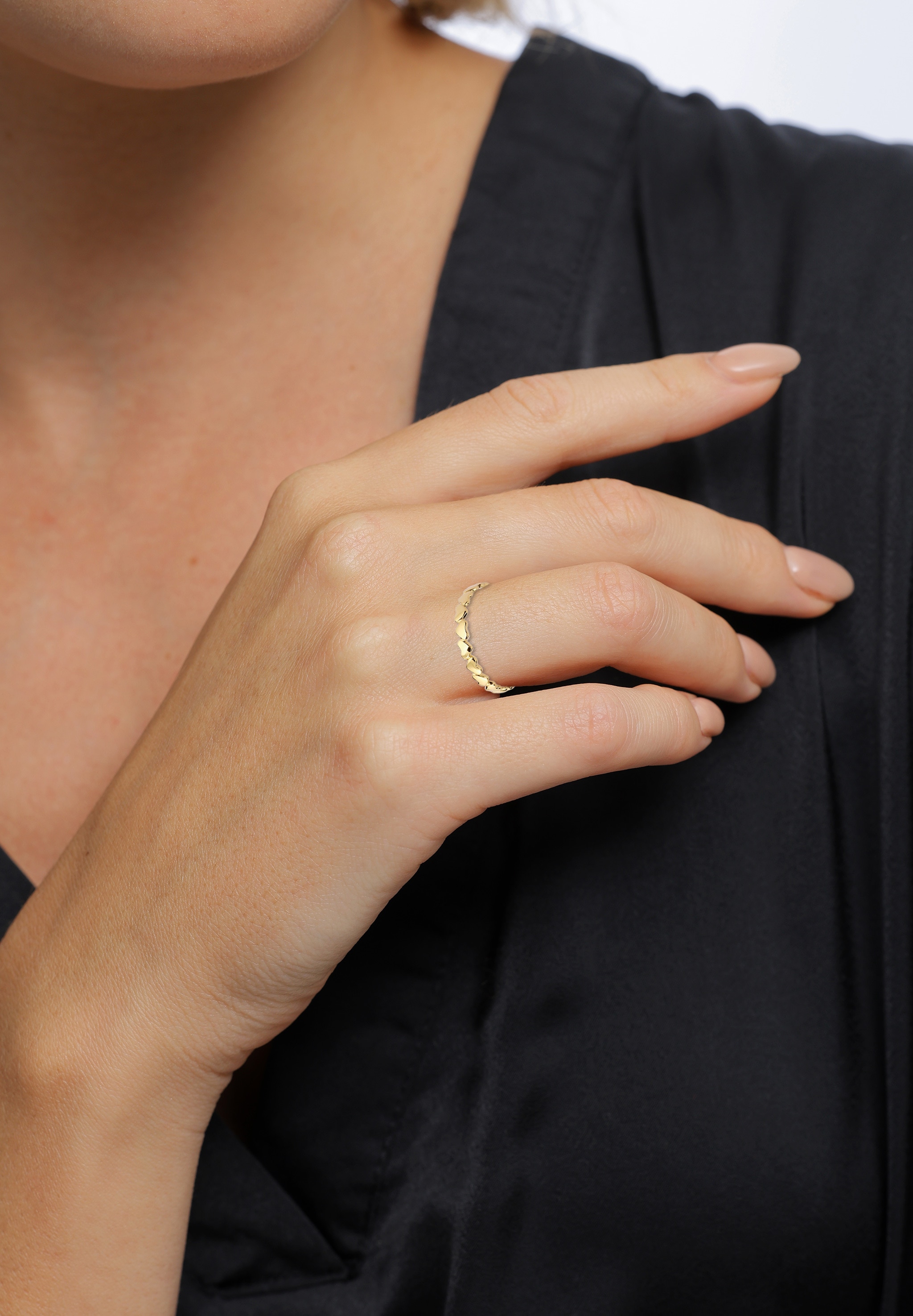 Elli Premium Silberring »Ring Herzen Liebe 375 Gelbgold«