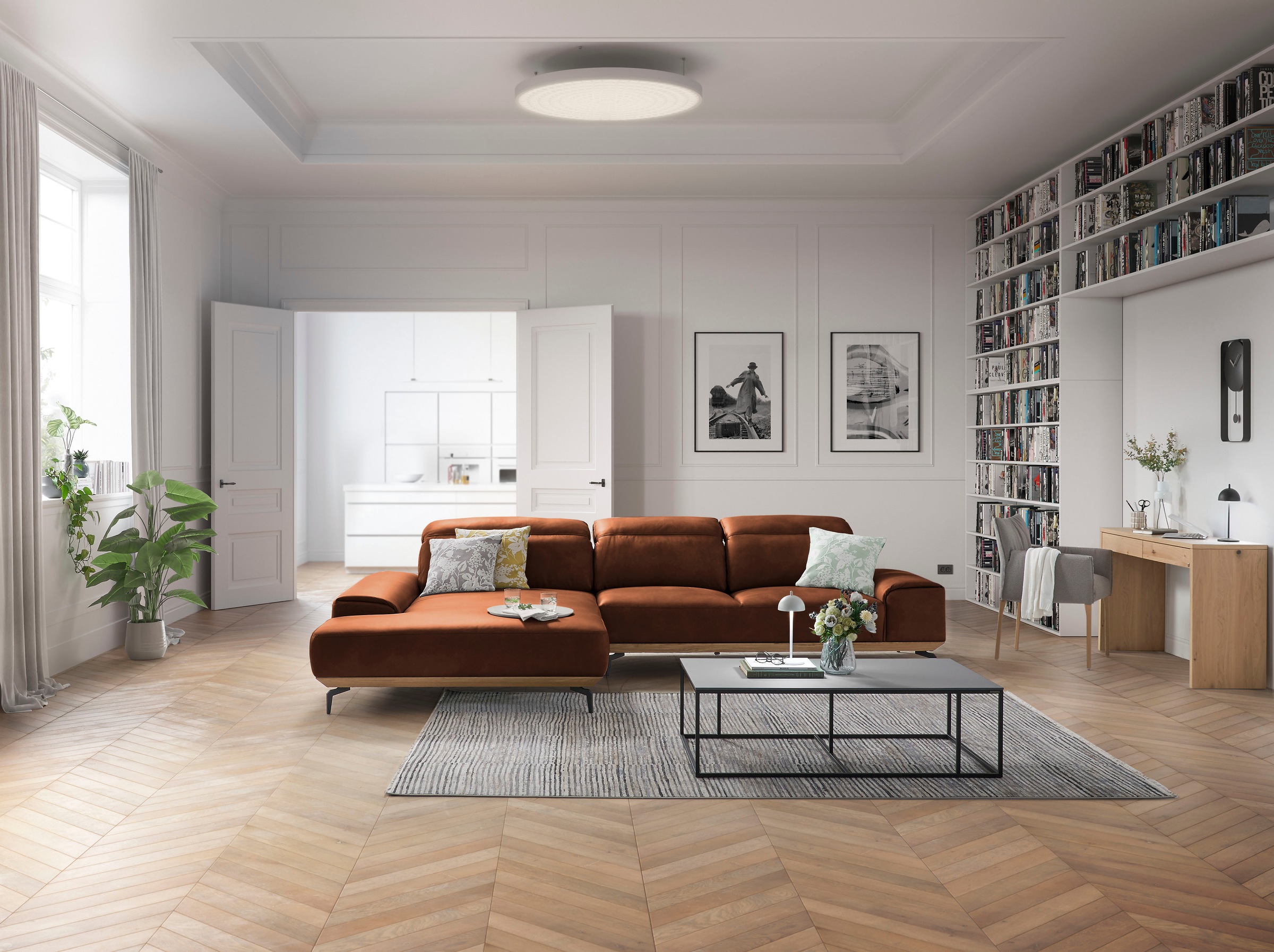 Musterring Wohnlandschaft »MR 2490« Fuß schwarz, Sitzhöhe 48cm, wahlweise mit Funktionen, Maße 342x207 cm