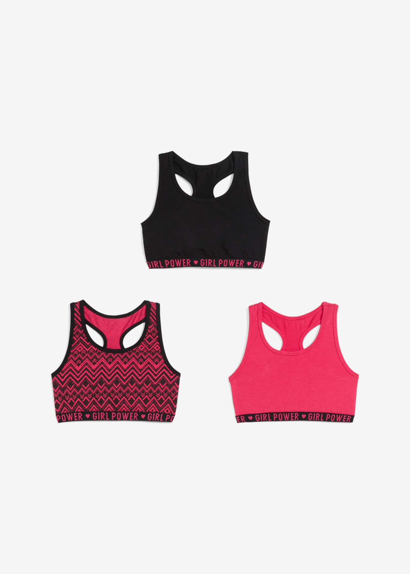 bonprix Bustier Packung, 3er,  aus Baumwolle und Elasthan, 3er-Pack, mit modischem Schriftzug
