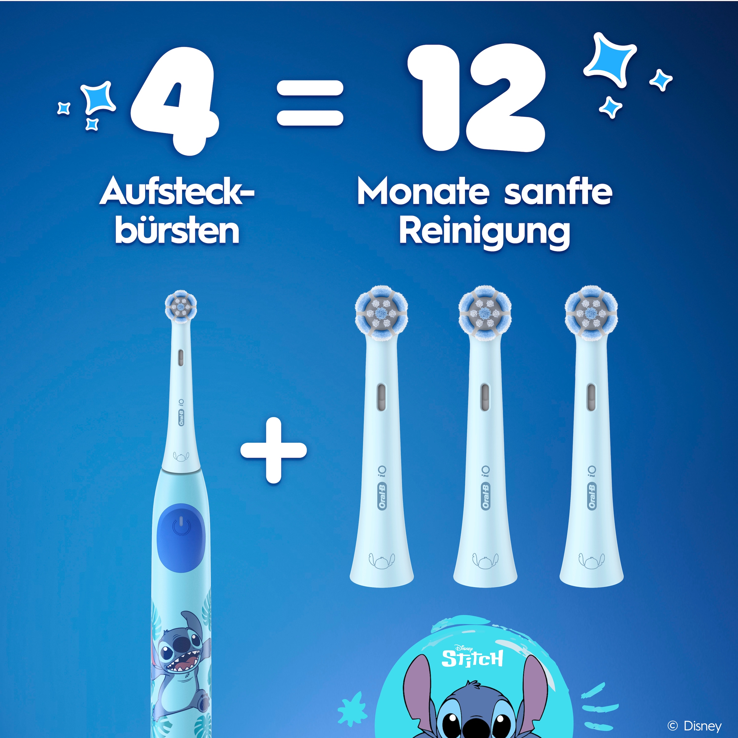 Oral-B Aufsteckbürsten »iO Kids 6+ Disney Stitch« Sanft zu wackeligen Zähnen & Zahnfleisch, ab 6 Jahren