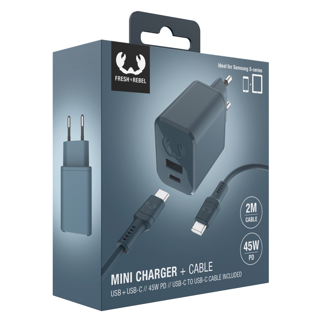 Fresh´n Rebel Schnelllade-Gerät »Mini-Charger USB-C- und USB-A, PD 45W, USB-C-Kabel 2m«, (2 St.)