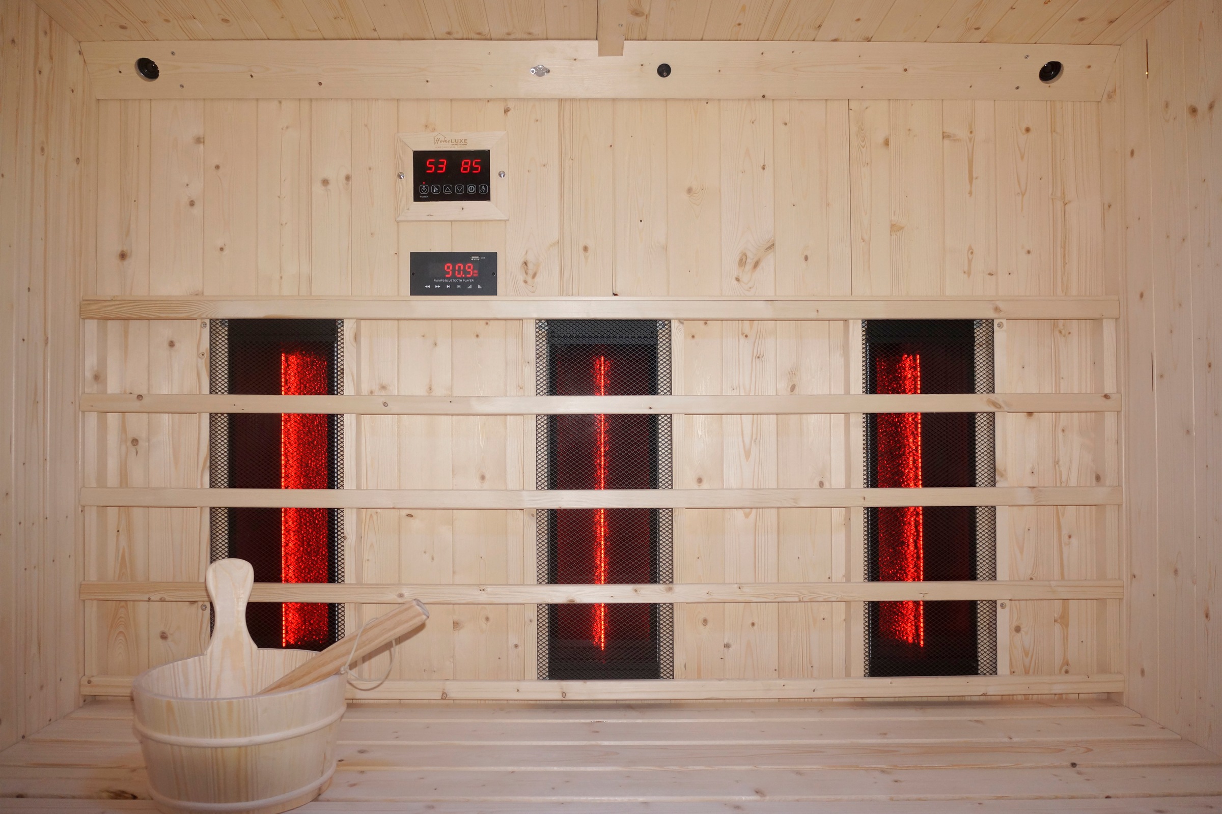 Sanotechnik Sauna »»LAHTI« Außensauna mit Infrarotkabine« geeignet für 6 Personen, Fichetnholz