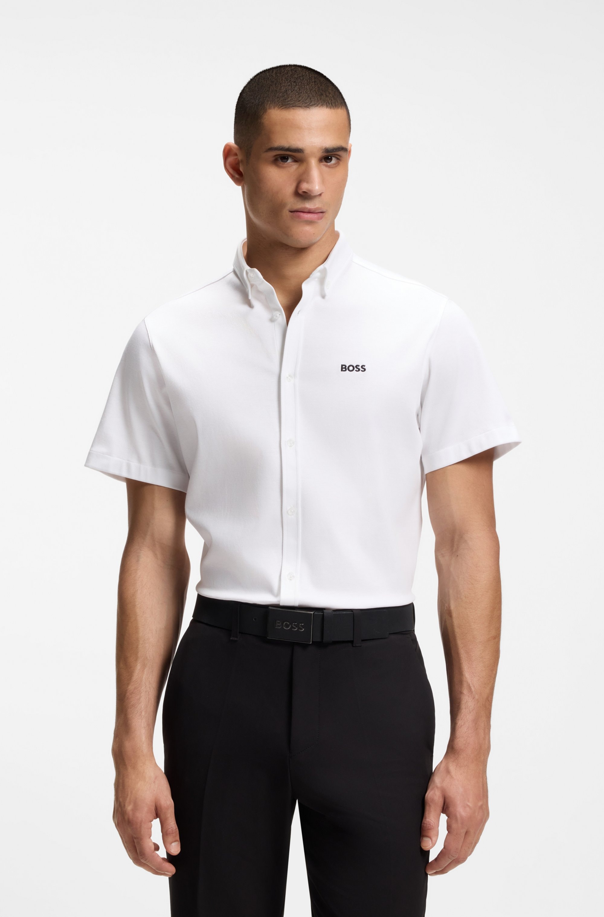 BOSS GREEN Kurzarmhemd »Motion S« Regular Fit, Button-down-Kragen, Kurzarm, Logo-Stickerei