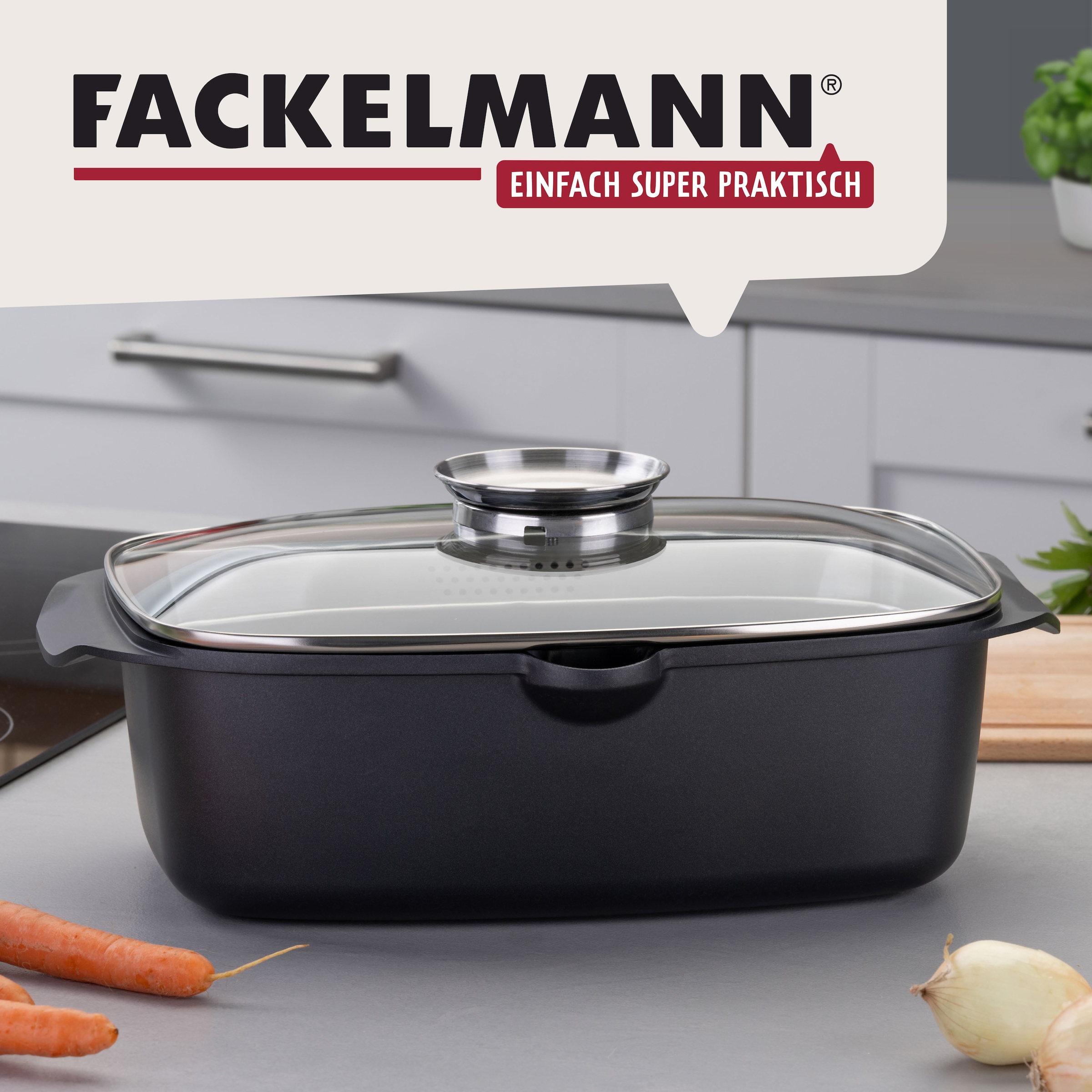 FACKELMANN Bräter »Roaster«, Aluminiumguss, (1 tlg.), mit Aromaknauf, Schmortopf mit Deckel