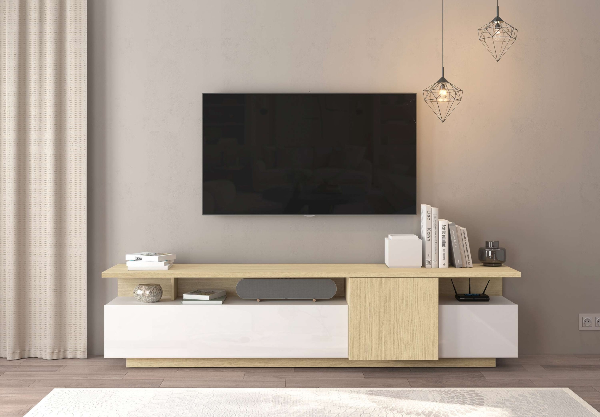 OTTO home Lowboard »Lowboard ETHOS,Lowboard,TV-Kommode,TV-Möbel,TV-Bank« 1 Stk. tlg. Mit zwei Drehtüren, einer Klapptür und zwei offenen Fächern,B.210 cm