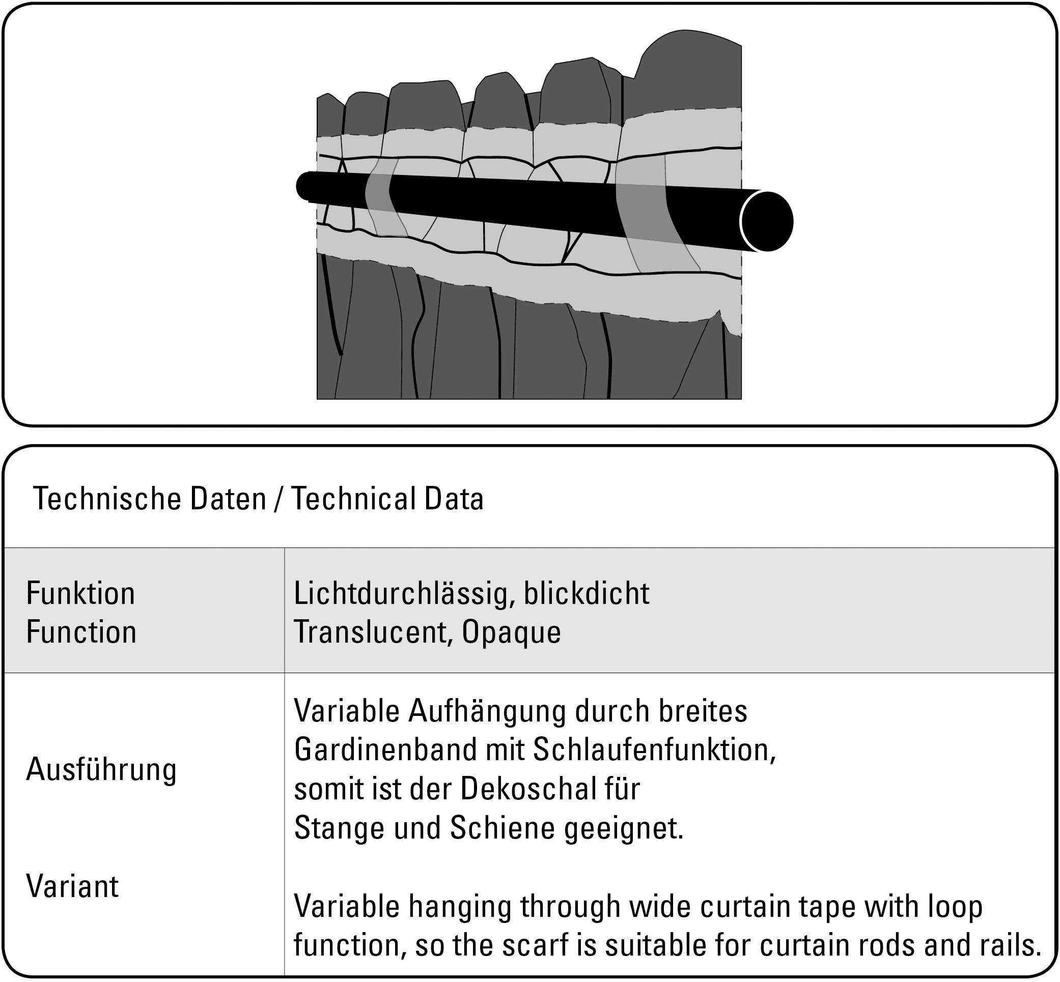 Sehlbach Gardine »Schal Jacquard Ranke« Schlaufen 1 Stk. tlg. mit Gardinenband und verdeckten Schlaufen