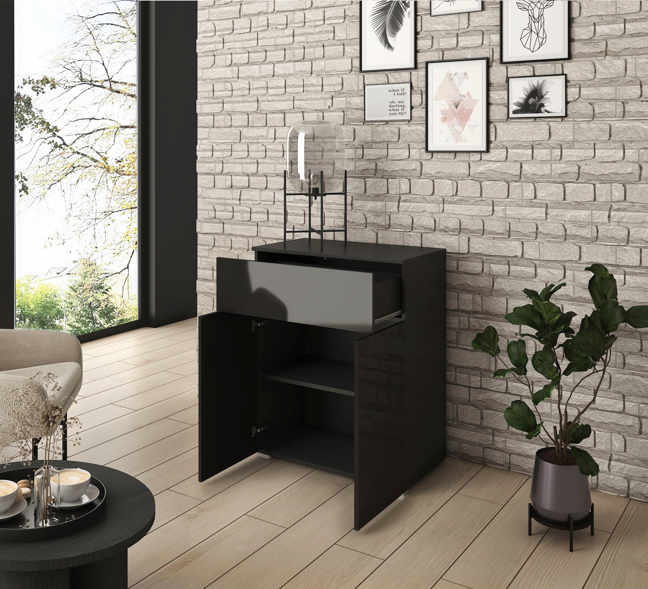 INOSIGN Sideboard »PARIS«, (1 St.), Moderne 72cm breite grifflose Kommode, vielseitig einsetzbar