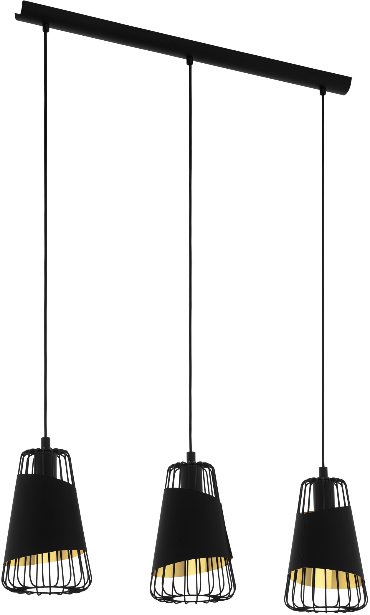 EGLO Pendelleuchte »AUSTELL«, 3 flammig, Leuchtmittel E27 | ohne Leuchtmittel, schwarz / L76,5 x H110 x B16,5 cm / Esstisch / Küche