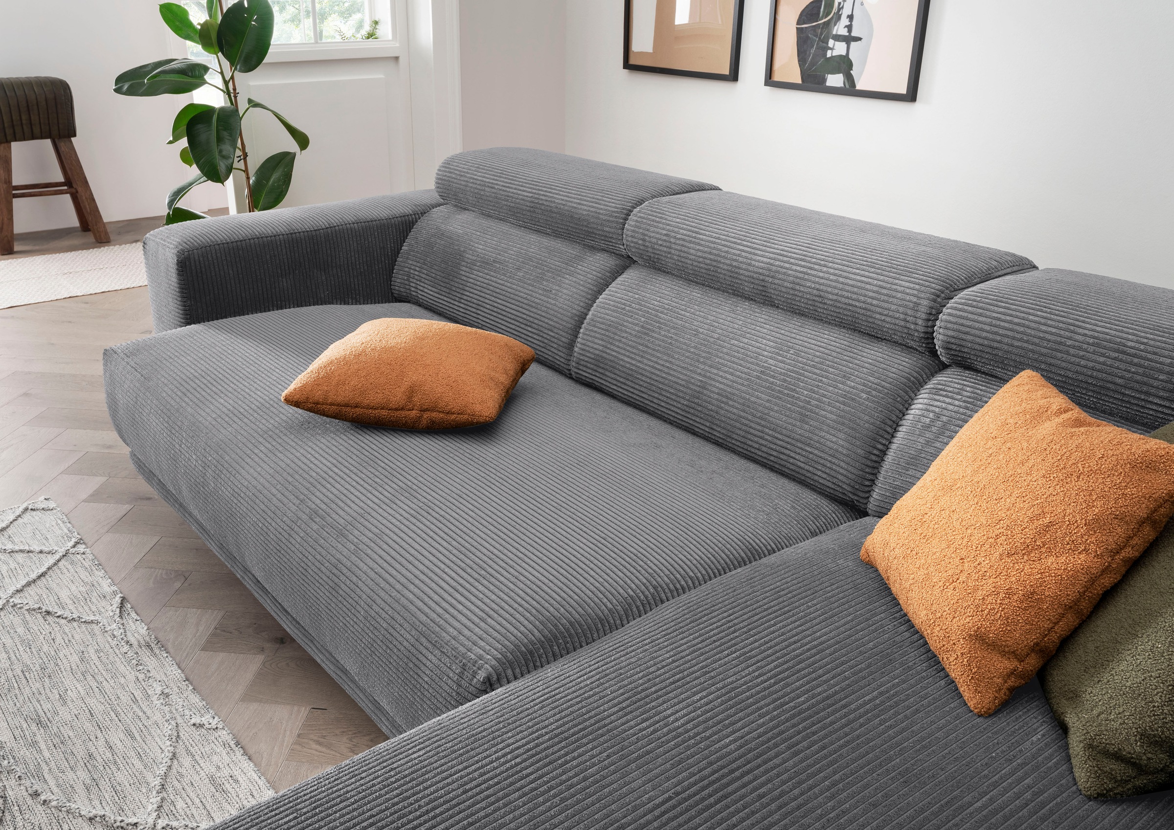 alina Ecksofa »Hikari«, wahlweise mit Sitzvorzug, in modernem Cordstoff, Breite 302 cm