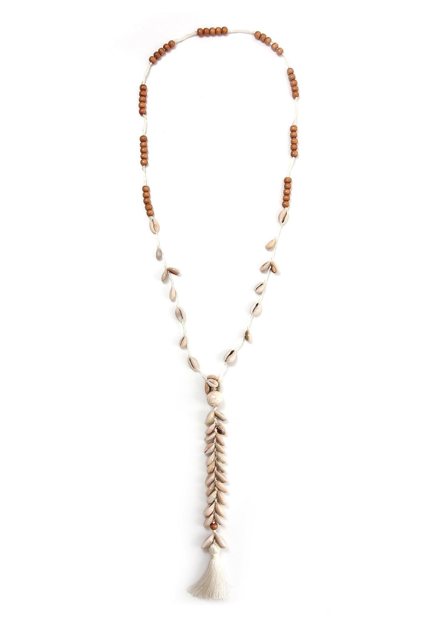 J.Jayz Lange Kette »Y-Kette mit Muscheln und Quaste, maritim«, mit Natursteinen und Süßwassermuscheln Naiad