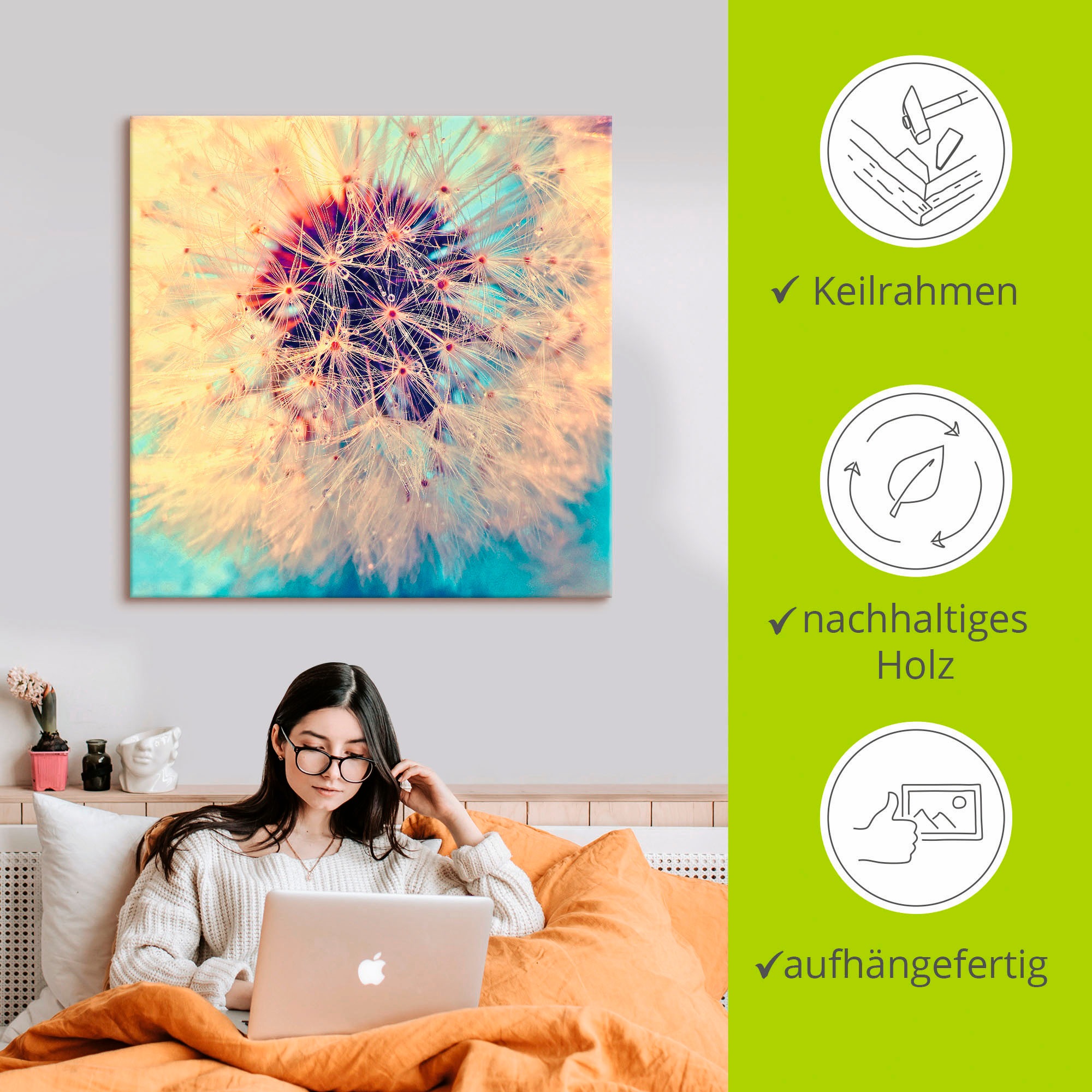 Artland Wandbild »Pusteblume ganz nah«, Blumen, (1 St.), als Alubild, Outdoorbild, Leinwandbild, Poster in verschied. Größen
