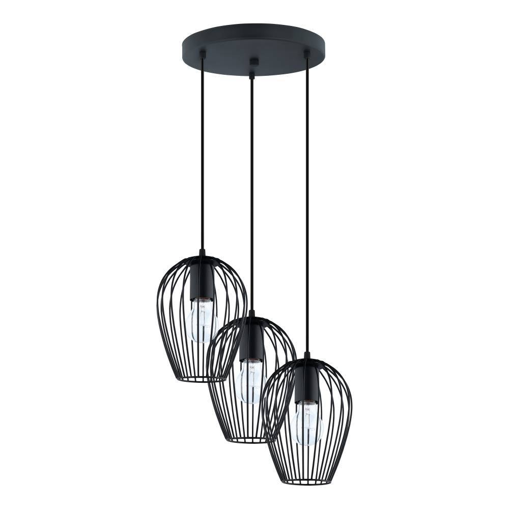 EGLO Pendelleuchte »NEWTOWN Pendellampe, schwarz, Stahl, E27, Hängeleuchte, Rondell«, 3 flammig, Leuchtmittel E27 | ohne Leuchtmittel, Hängelampe, Schlicht, Vintage, Retro, Wohnzimmer, Esszimmer, 130x38cm