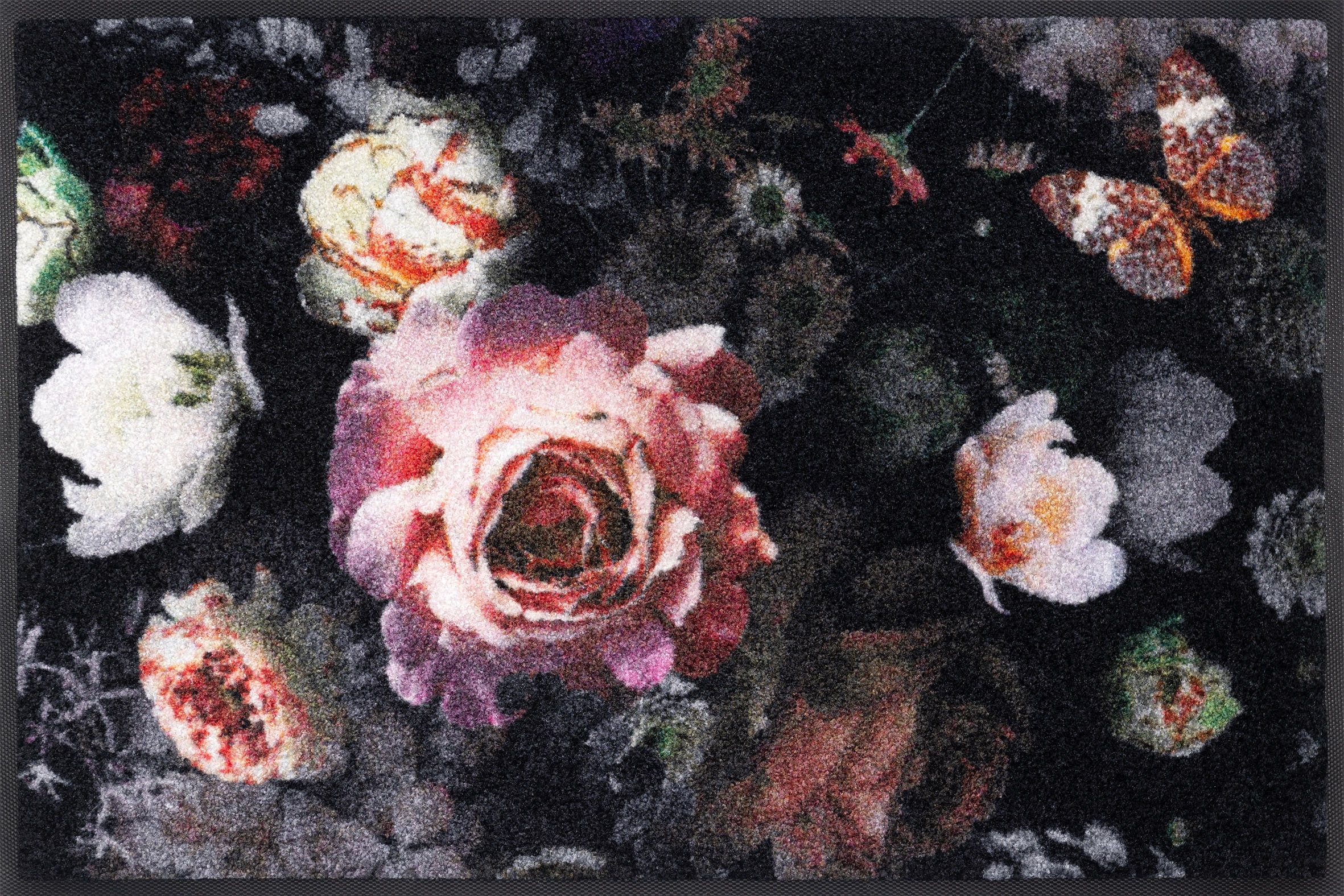 wash+dry by Kleen-Tex Fußmatte »Night Roses«, rechteckig, Schmutzfangmatte, Motiv Rosen, rutschhemmend, waschbar