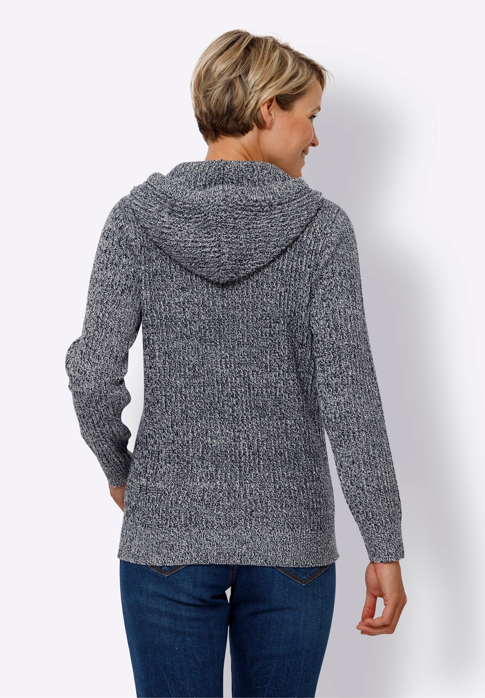 Sieh an! Strickpullover »Langarm-Pullover Kapuzenpullover in Rippen-Optik«