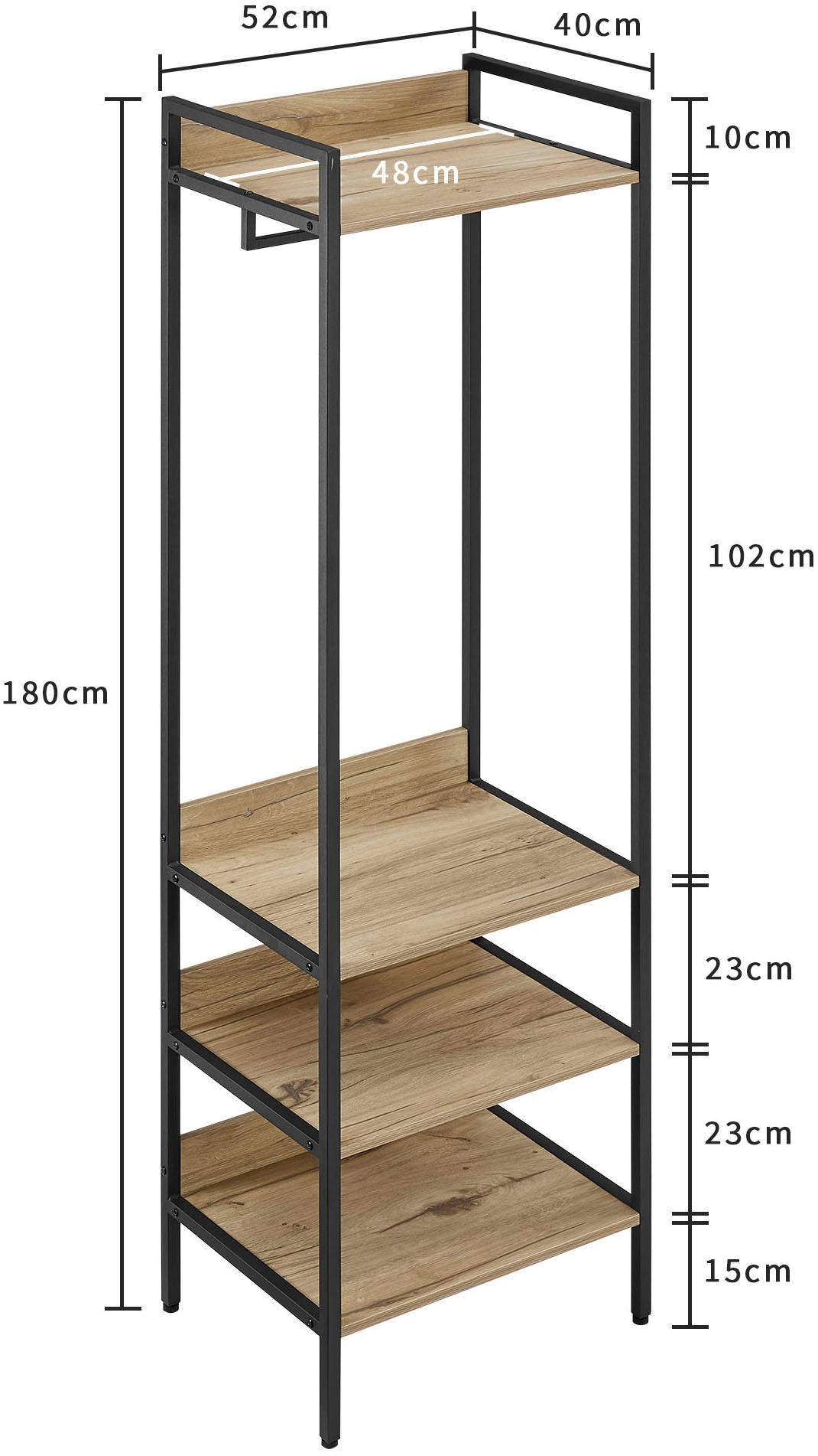 OTTO home Garderobenschrank »Tayler« pflegeleichte Melaminoberfläche, Metallgestell, natürliche ABS-Kanten