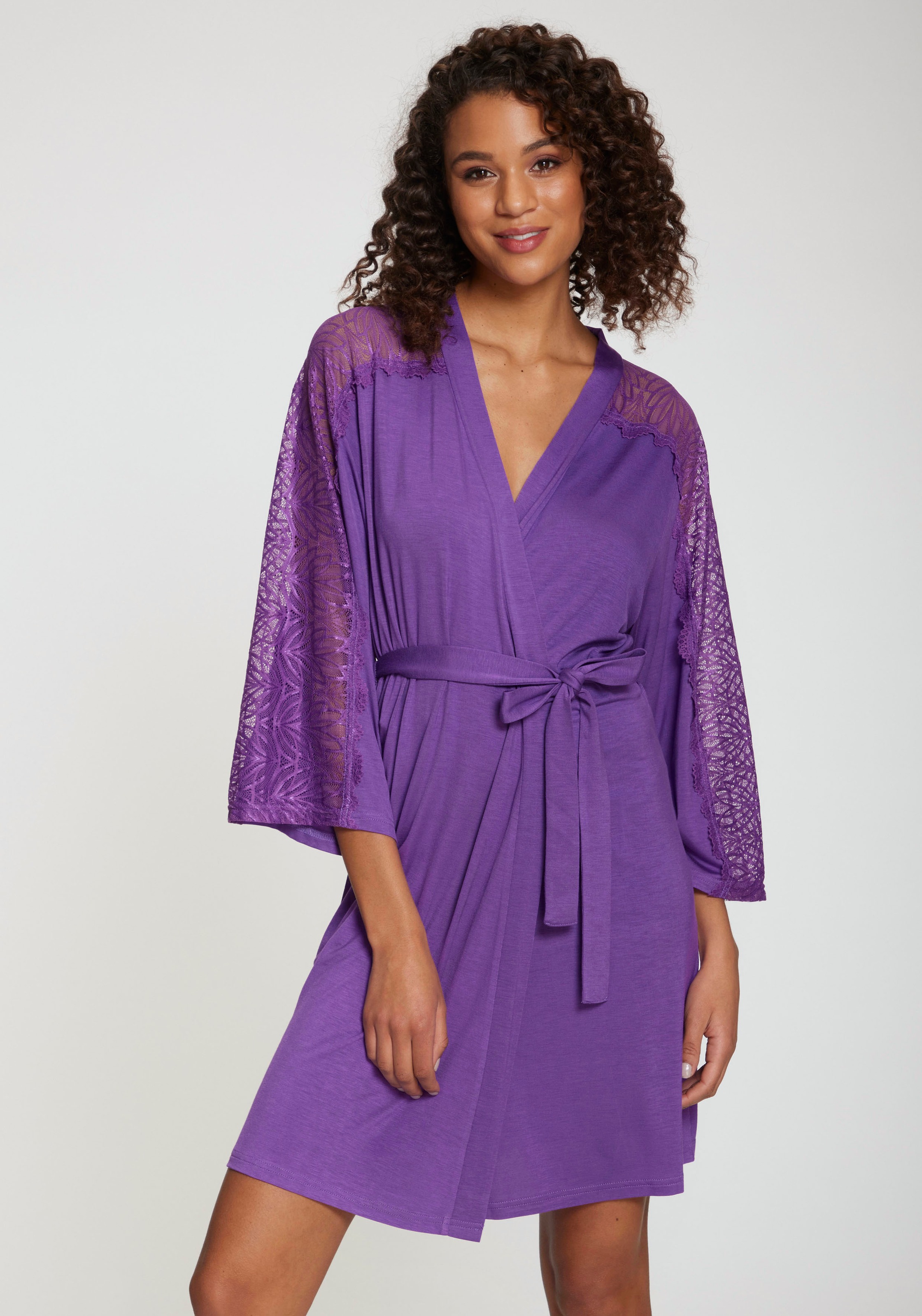 Lascana Damen Kimono 1 Stk. tlg. in lila, Größe 48/50