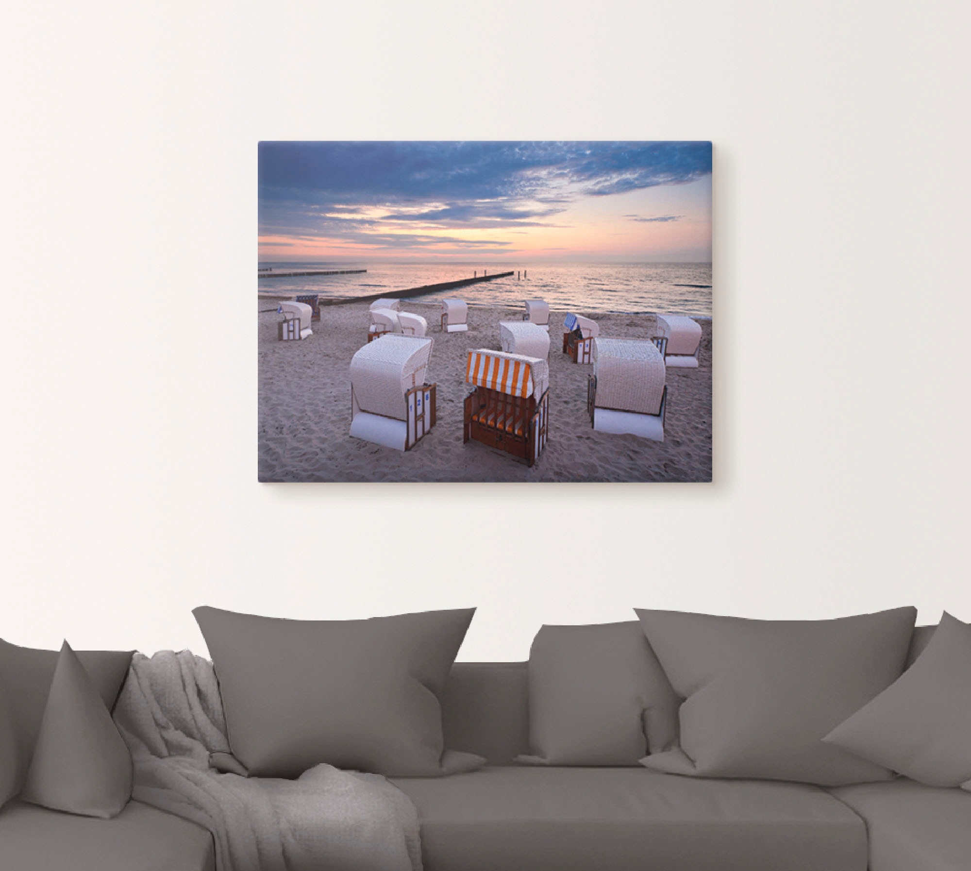 Artland Leinwandbild »Strandkörbe an der Ostsee«, Strand, (1 St.), auf Keilrahmen gespannt