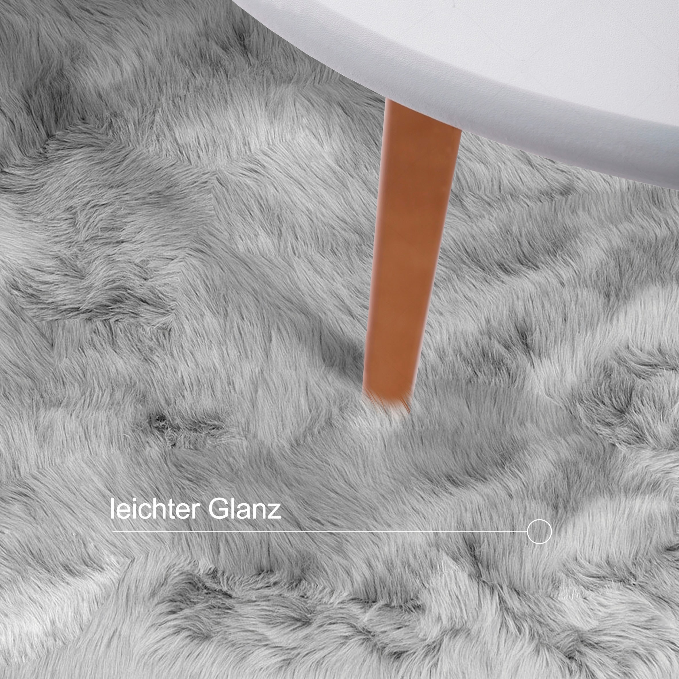 Home affaire Fellteppich »Valeria«, fellförmig, 60 mm Höhe, Kunstfell Teppich rund, besonders weich und flauschig, fußbodenheizungsgeeignet, pflegeleicht, ideale Teppiche für Wohnzimmer, Schlafzimmer und Esszimmer