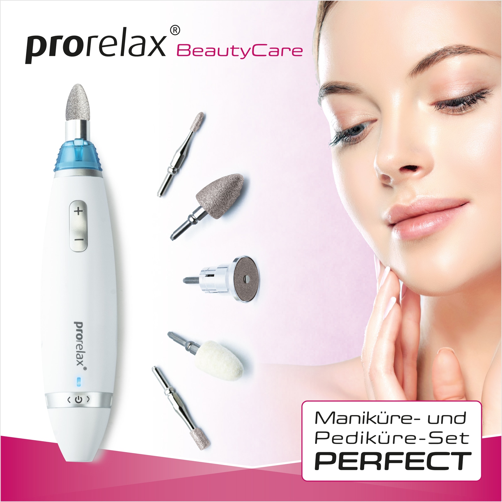 prorelax Maniküre-Pediküre-Set »41540 Perfect«, 5 Aufsätze, Mit Aufbewahrungstasche