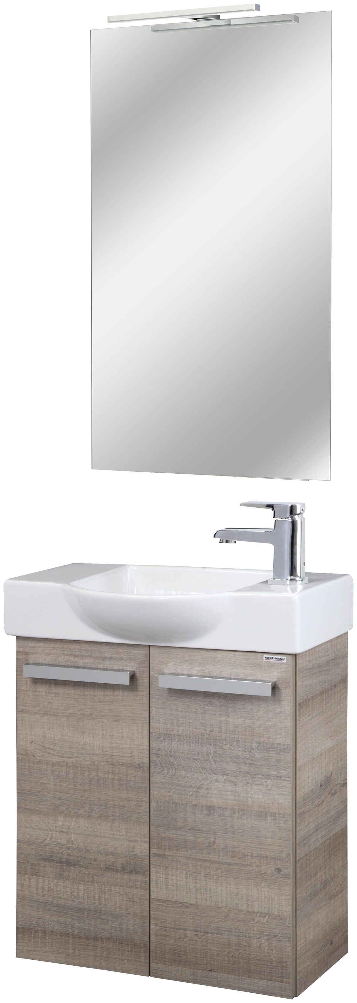 FACKELMANN Badmöbel-Set »Double-Sided«, (4 tlg.), Gästebad, bestehend aus Waschbecken, Waschtischunterbau, Spiegel und Aufsatzleute, Breite 54,5 cm