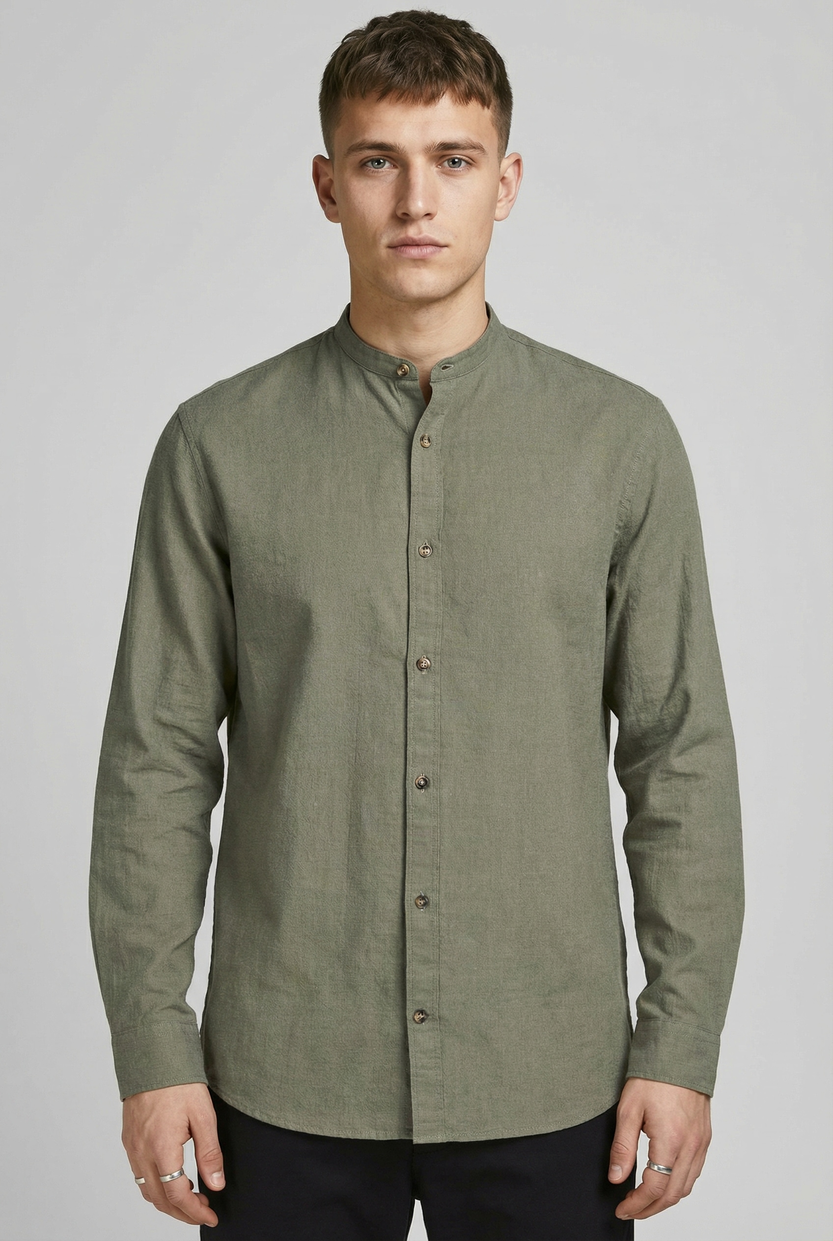 Jack & Jones Langarmhemd »JJESUMMER LINEN BLEND BAND SHIRT L/S SN« Baumwollmischung, regular fit