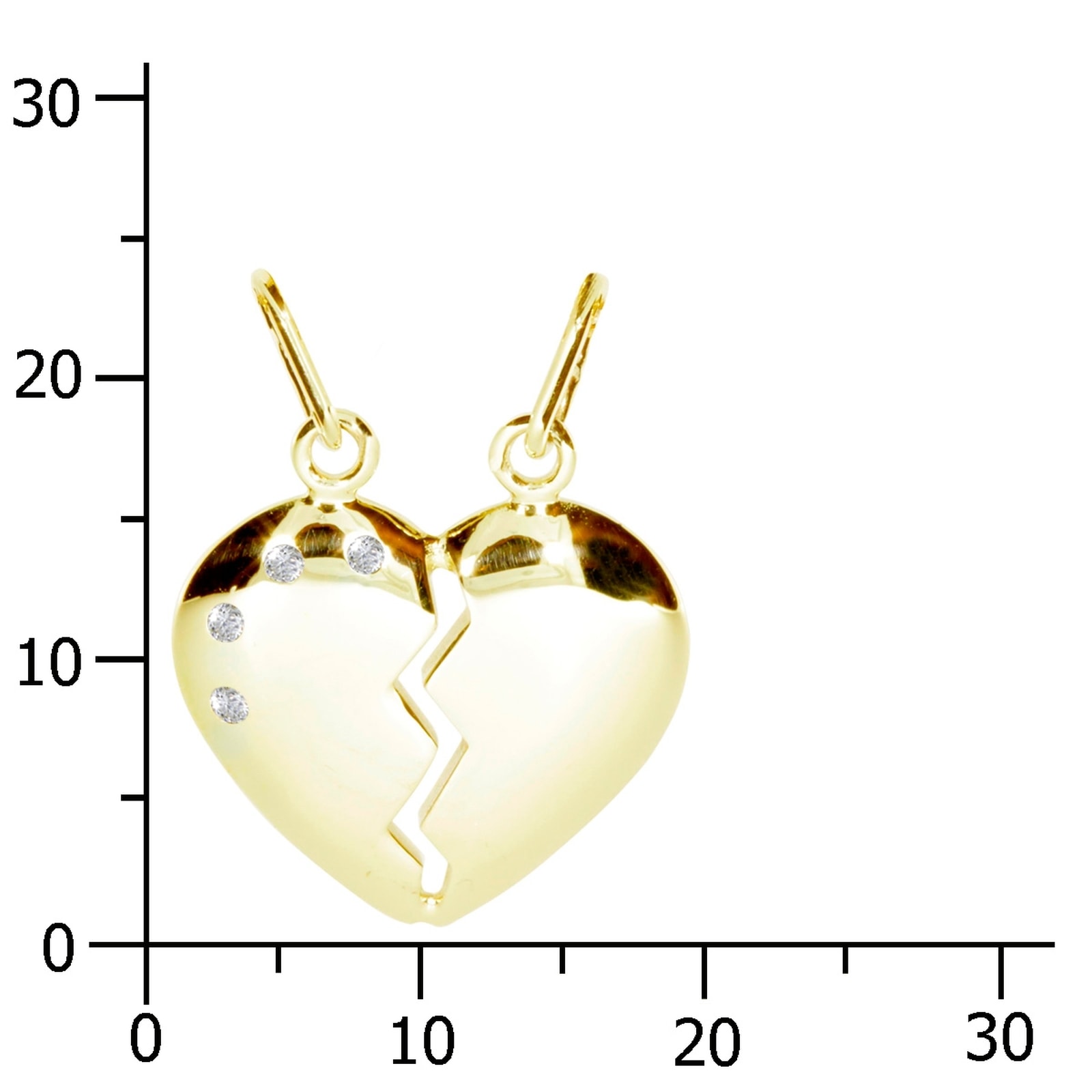 OSTSEE-SCHMUCK Kettenanhänger »- geteiltes Herz - Gold 333/000 - Zirkonia«