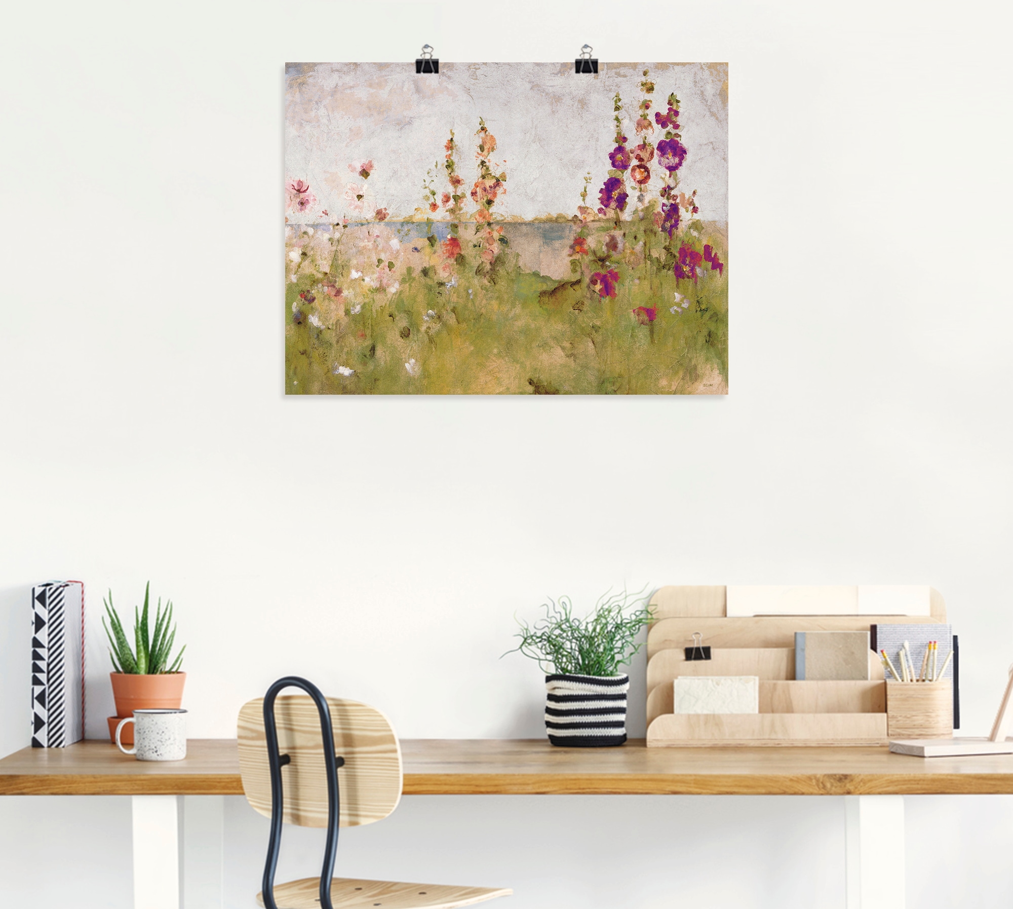 Artland Wandbild »Stockrosen am Meer« Blumen 1 Stk. tlg. als Leinwandbild, Poster in verschied. Größen