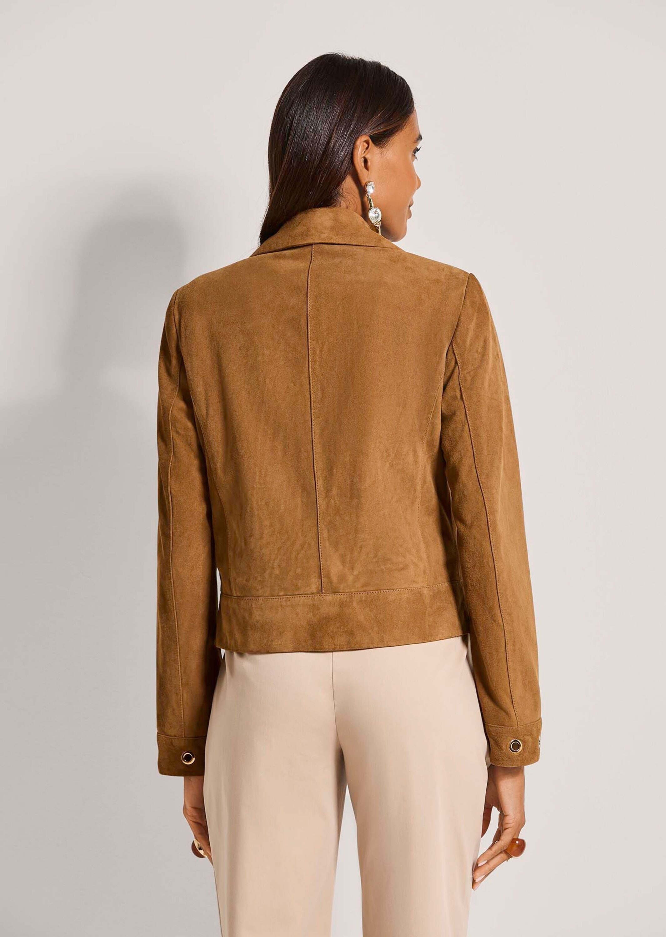 MADELEINE Jeansjacke »Lederjacke Kurzjacke mit Ösendetails« Glänzende Ösendetails