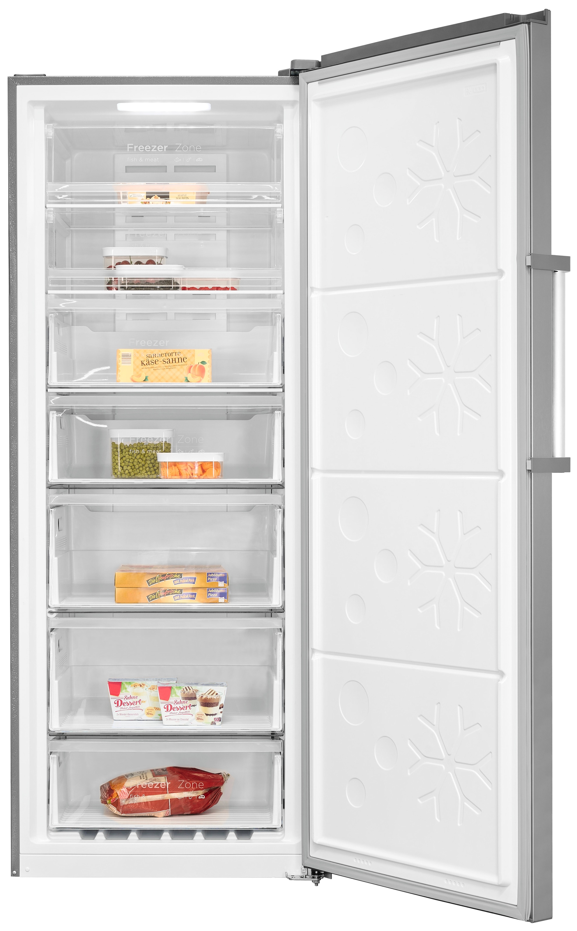 exquisit Gefrierschrank »GS380-NF-H-050D inoxlook«, 185,5 cm hoch, 71 cm breit, Türanschlag wechselbar