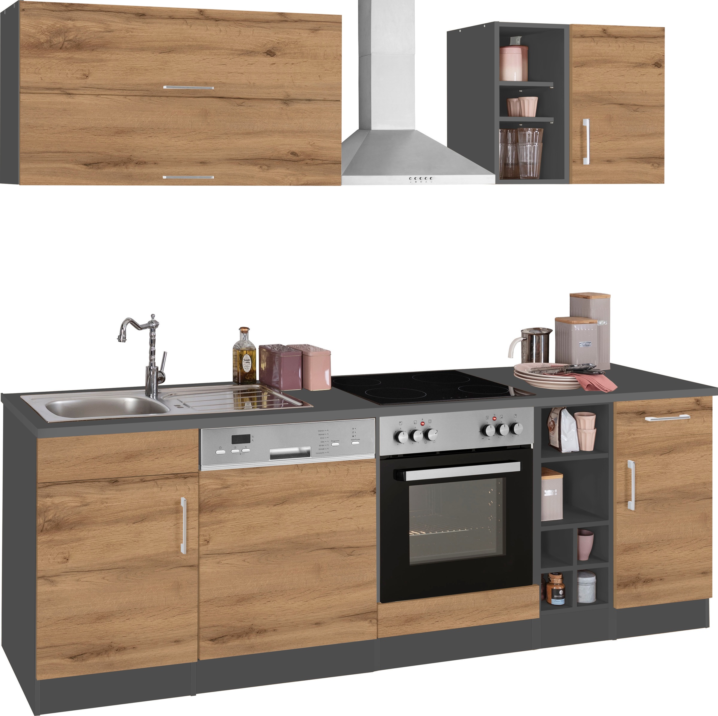 KOCHSTATION Küchenzeile »KS-Colmar« mit E-Geräten, Breite 240 cm