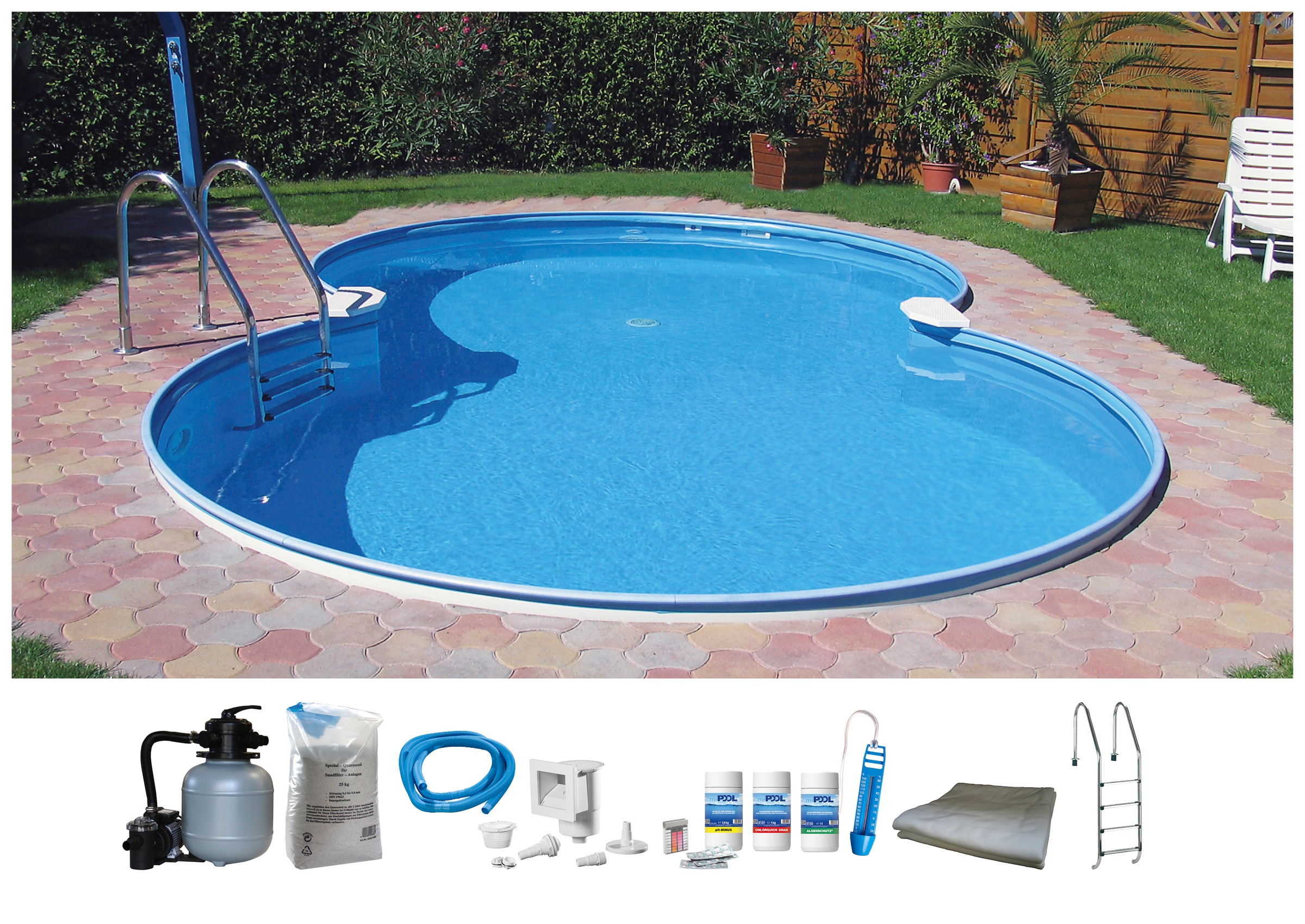 BWT MY POOL Achtformpool, (Set), 7-tlg., BxLxH: 320x525x150 cm