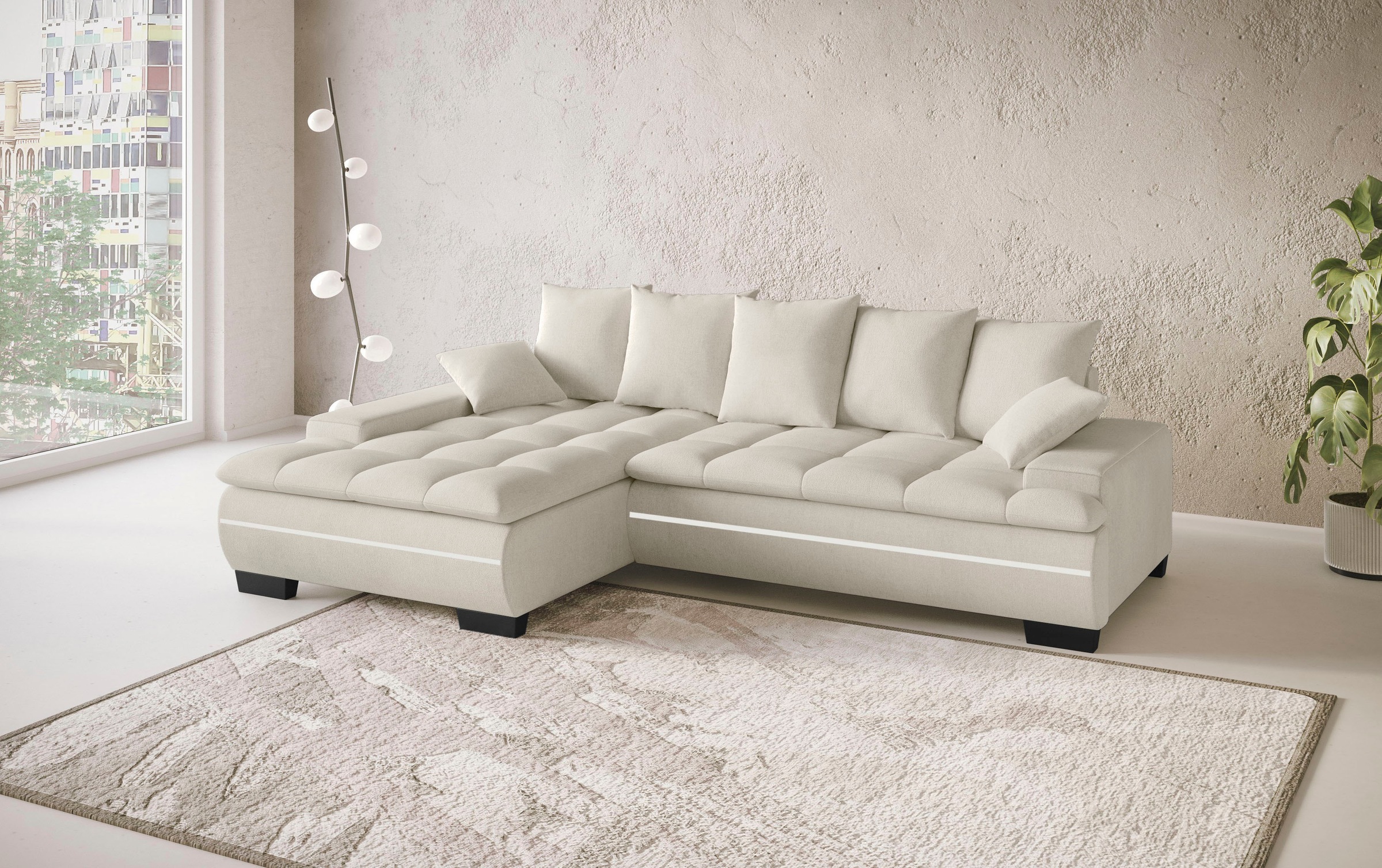 Mr. Couch Ecksofa »Haiti II, L-Form«, RGB-LED Beleuchtung, Kaltschaum, wahlweise mit Bett, Bettkasten