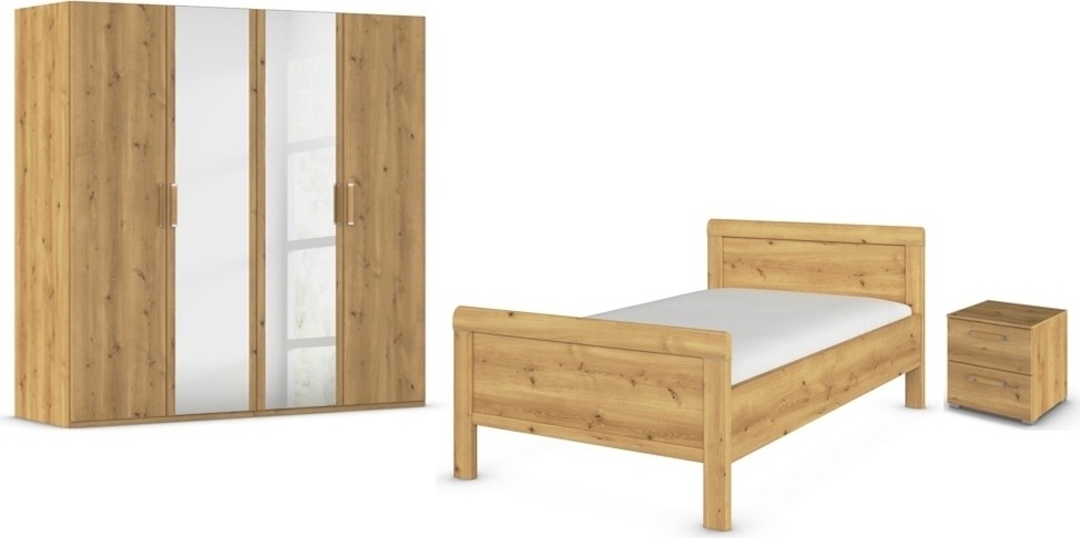 Rauch Schlafzimmer-Set »Komplettschlafzimmer Schlafzimmer EVELYN« Set, 3 Stk. tlg. Schrank und Bett in 2 Breiten, Nachttisch 2 Schubladen MADE IN...