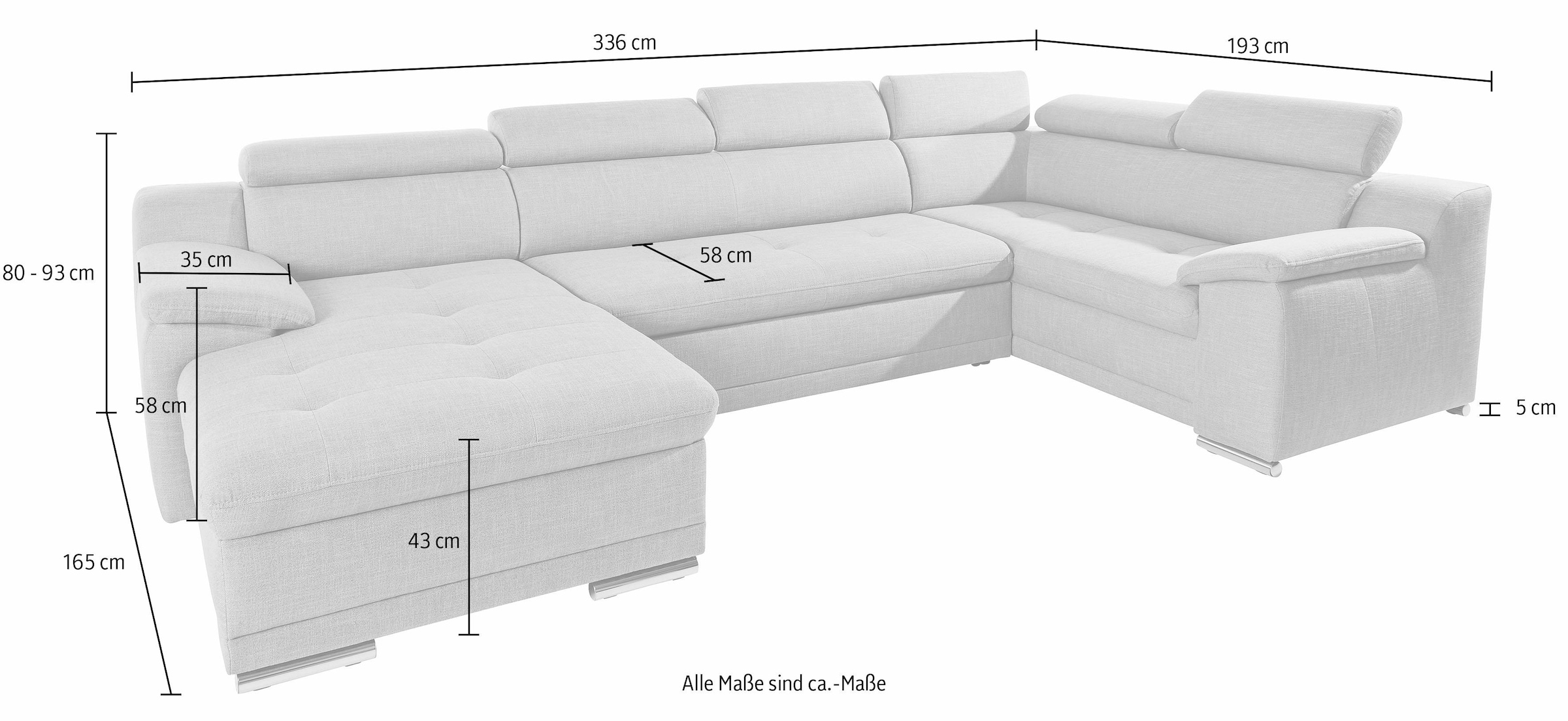 sit&more Wohnlandschaft »Top Andiamo U-Form«, mit Kopfteilverstellung, wahlweise mit Bettfunktion