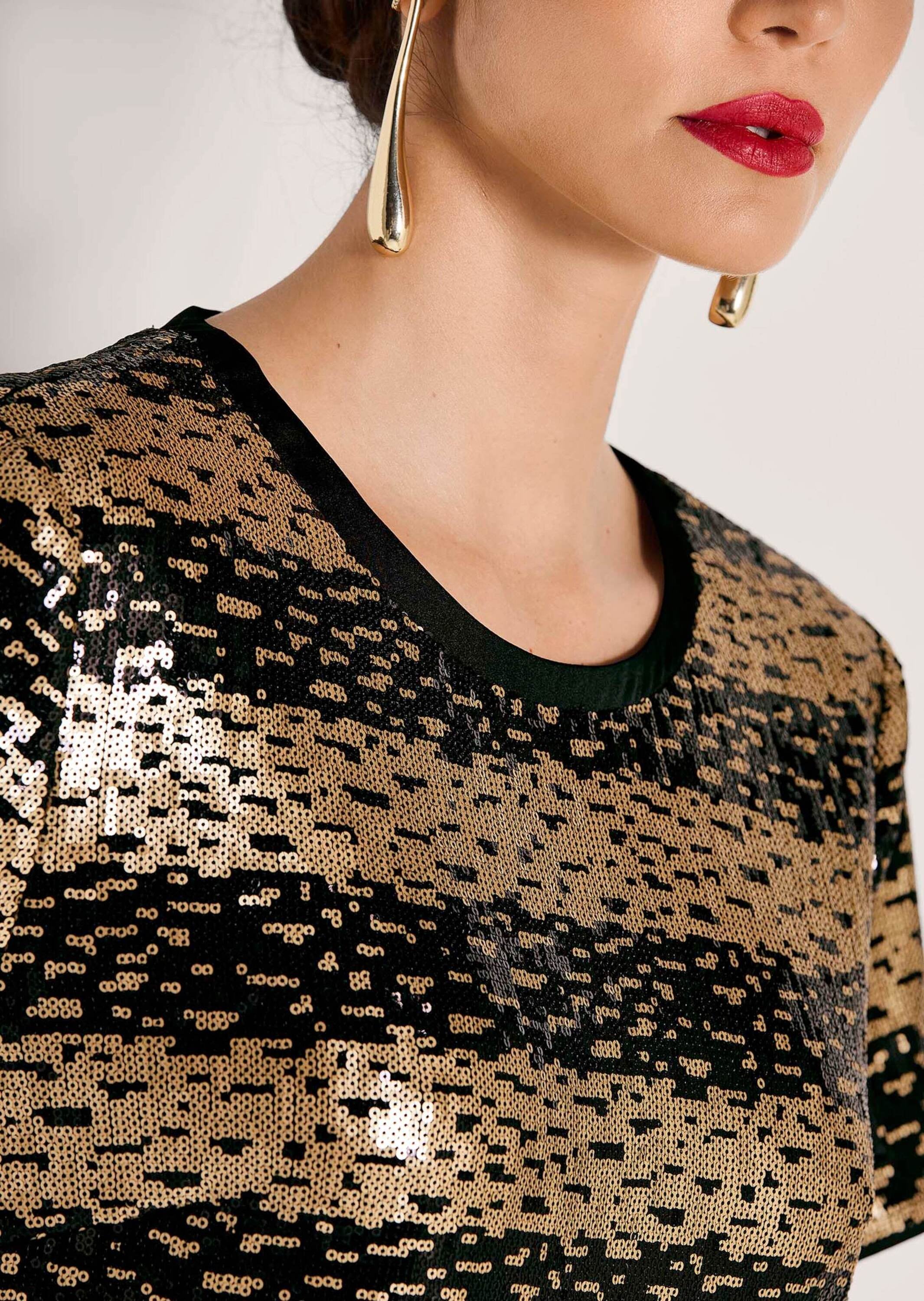 MADELEINE Cocktailkleid »Paillettenkleid Elegantes Shirtkleid im Streifen-Look«