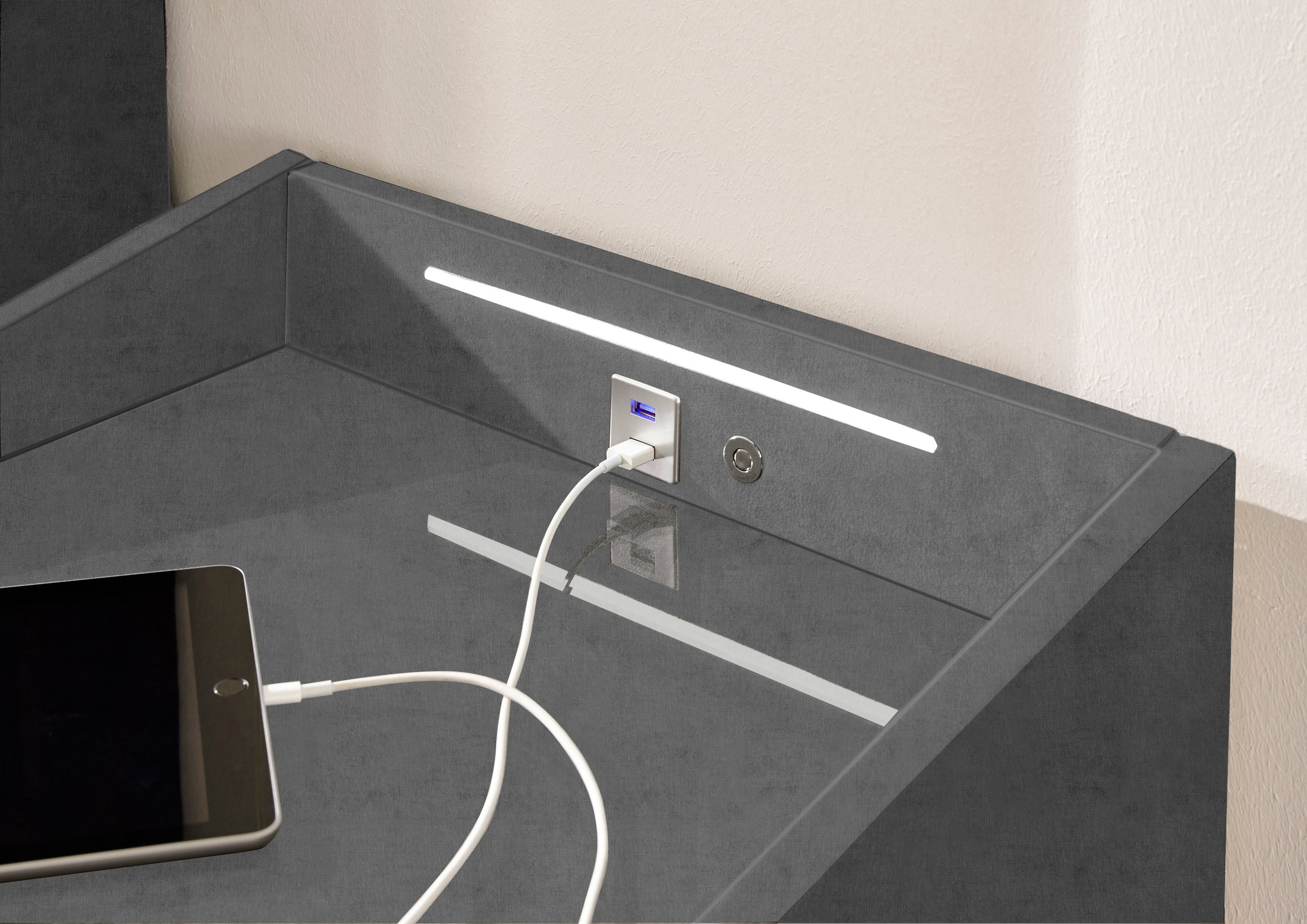 ED EXCITING DESIGN Nachtkonsole »Moon«, mit LED-Beleuchtung und USB-Anschluss & USB-C-Anschluss