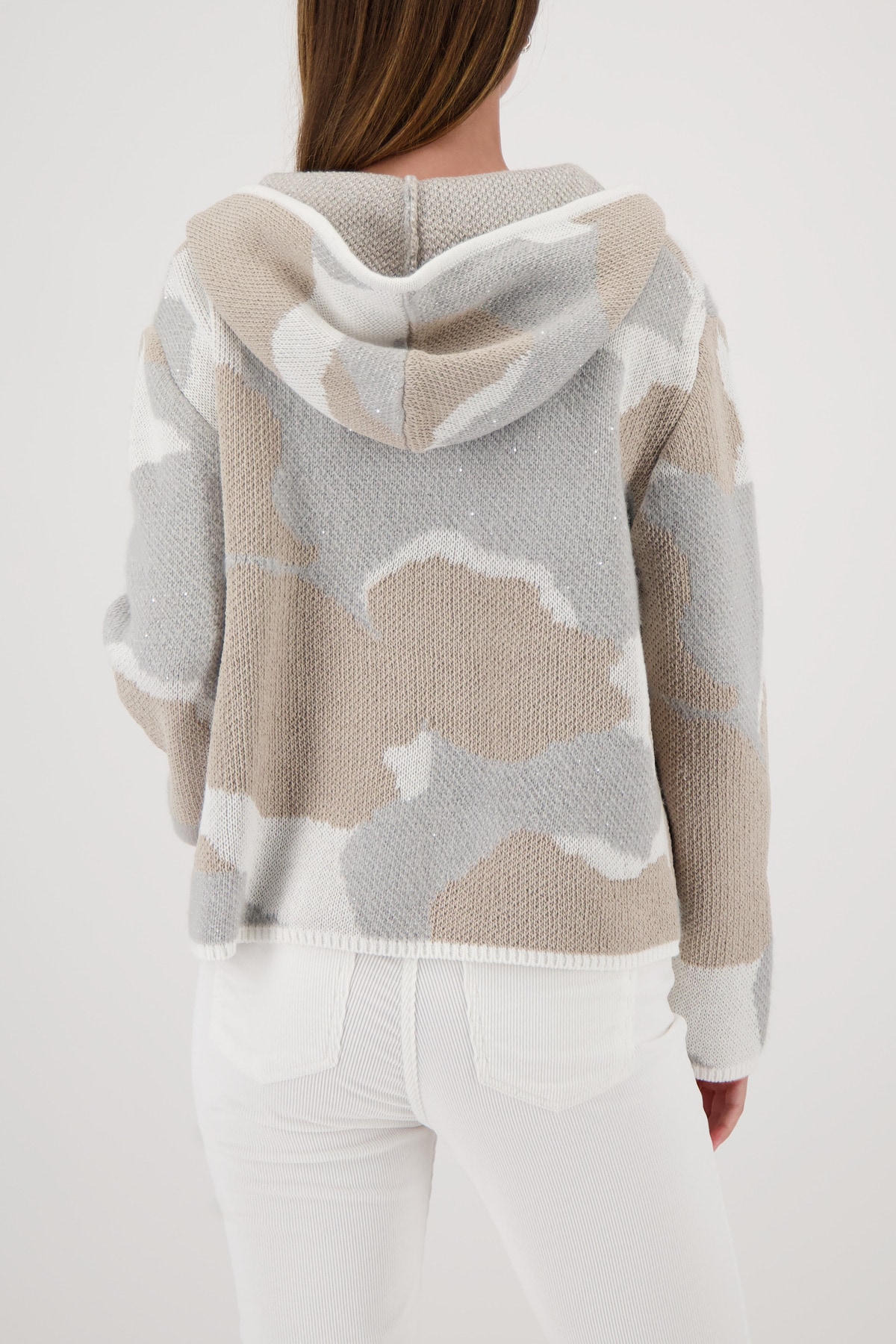 Monari Jacquardpullover »Pullover Wolkenjaquard« Regular fit mit Kapuze