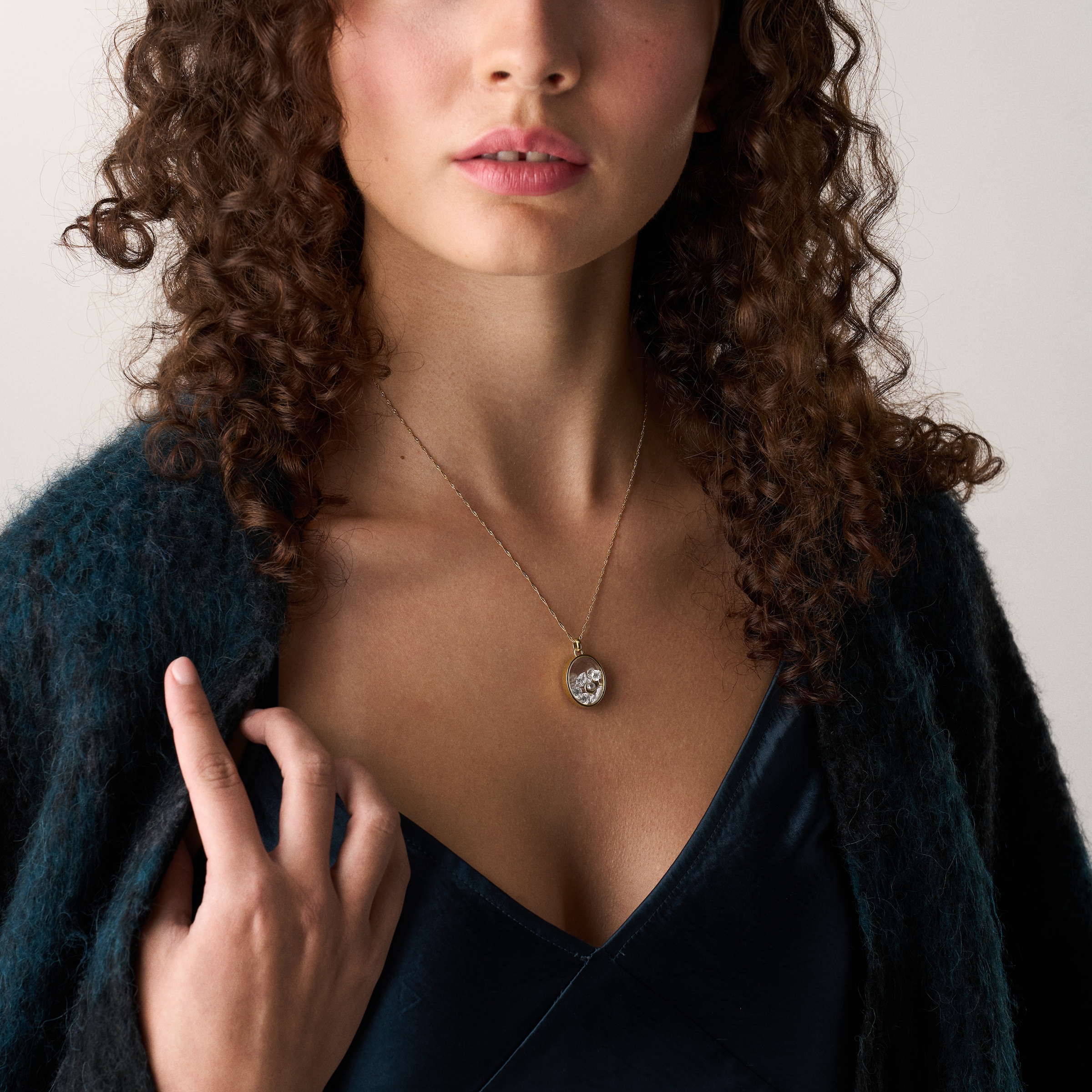 Fossil Kette mit Anhänger »Schmuck Geschenk Edelstahl Halsschmuck SUTTON Mond Stern« mit Zirkonia (synth.) - mit Perle (synth.)