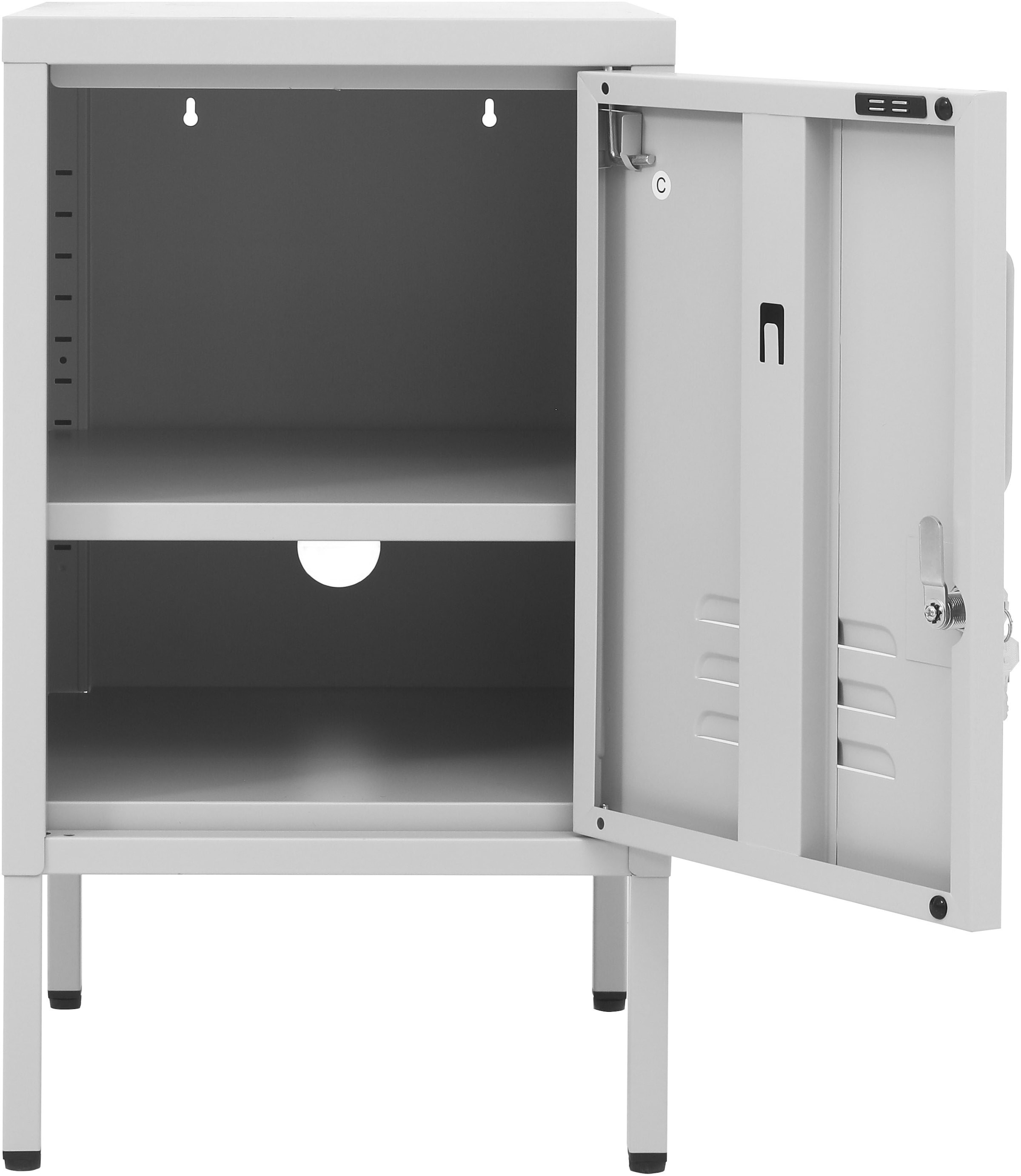 INOSIGN Nachtkommode »Nachttisch Nachtkonsole Beistelltisch Metallschrank Siena« in 4 Farben aus Metall Stahlschrank Bestseller,  in der Höhe verstellbar, abschließbar