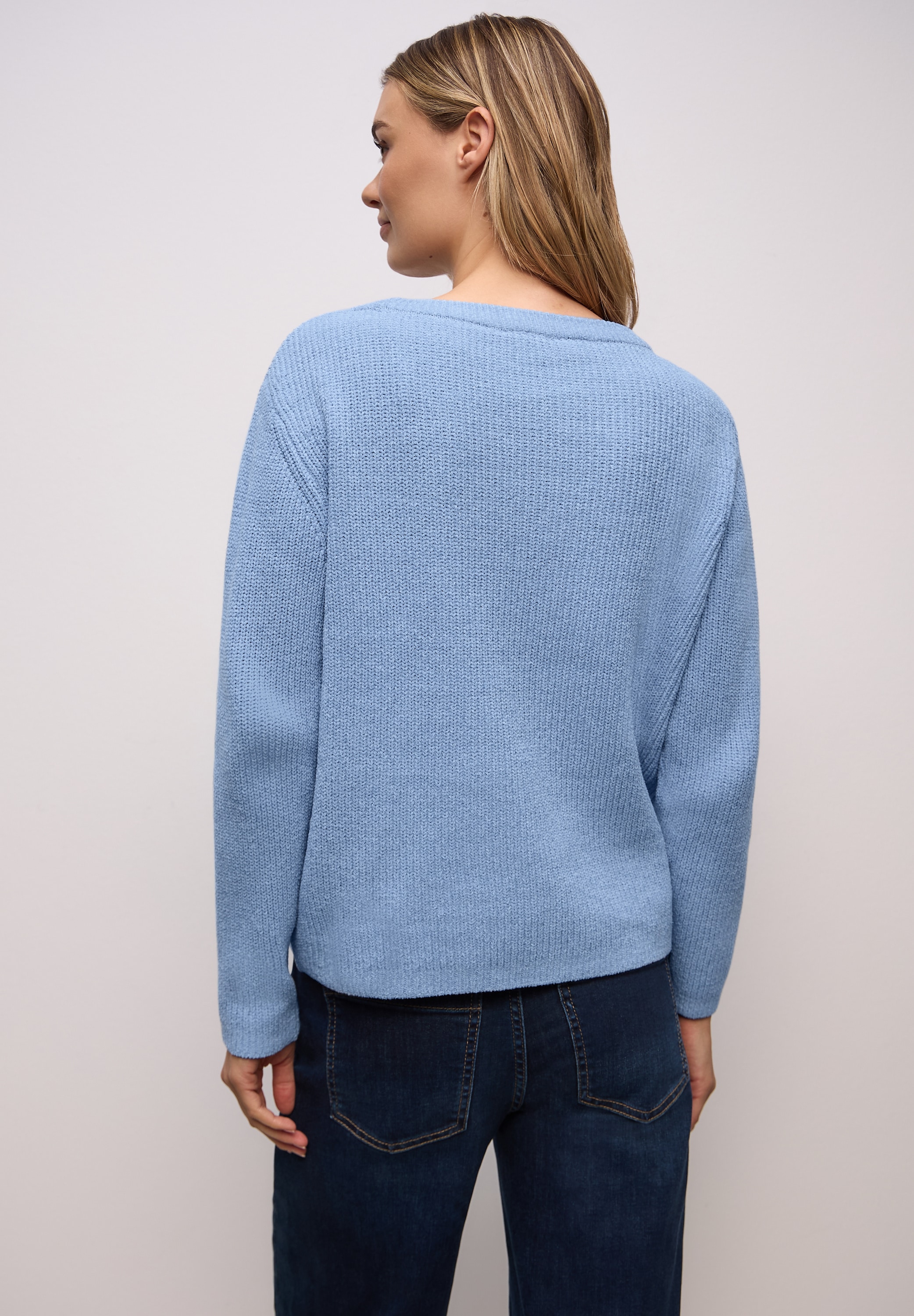 STREET ONE Strickpullover Chenille Pullover mit U-Boot-Auschnitt