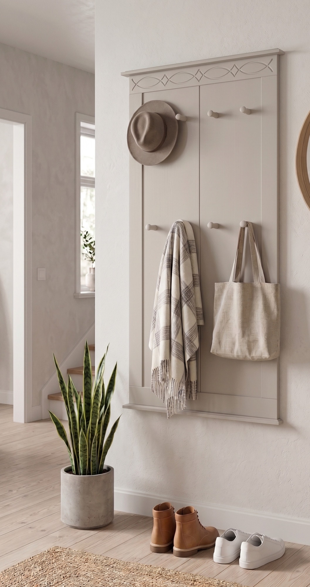 OTTO home Garderobenpaneel »Indra« B/T/H: 63/6/100 cm,  aus massiver Kiefer, FSC®, 8 Haken, dezentes Ornament